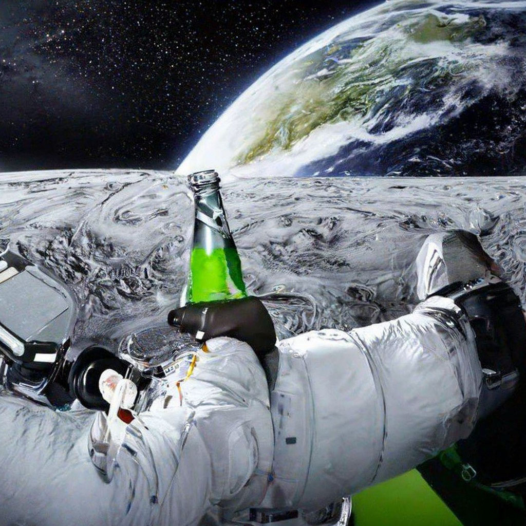 1024x1024 Astronaut drinks beer in space