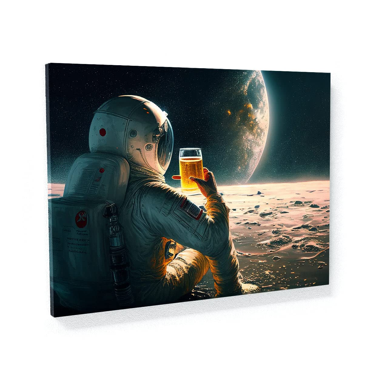 1250x1250 Sense Canvas Astronaut Drinking Beer 48 Canvas Art Decor Wall Art Print Poster Painting Large 40x30 / 1.5: Wall Art