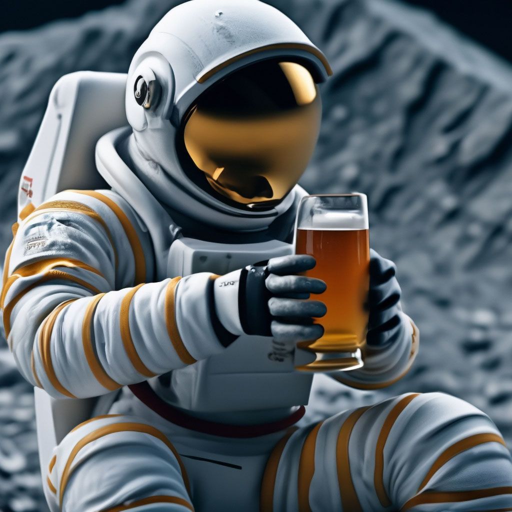 1024x1024 An astronaut drinks beer on the moon