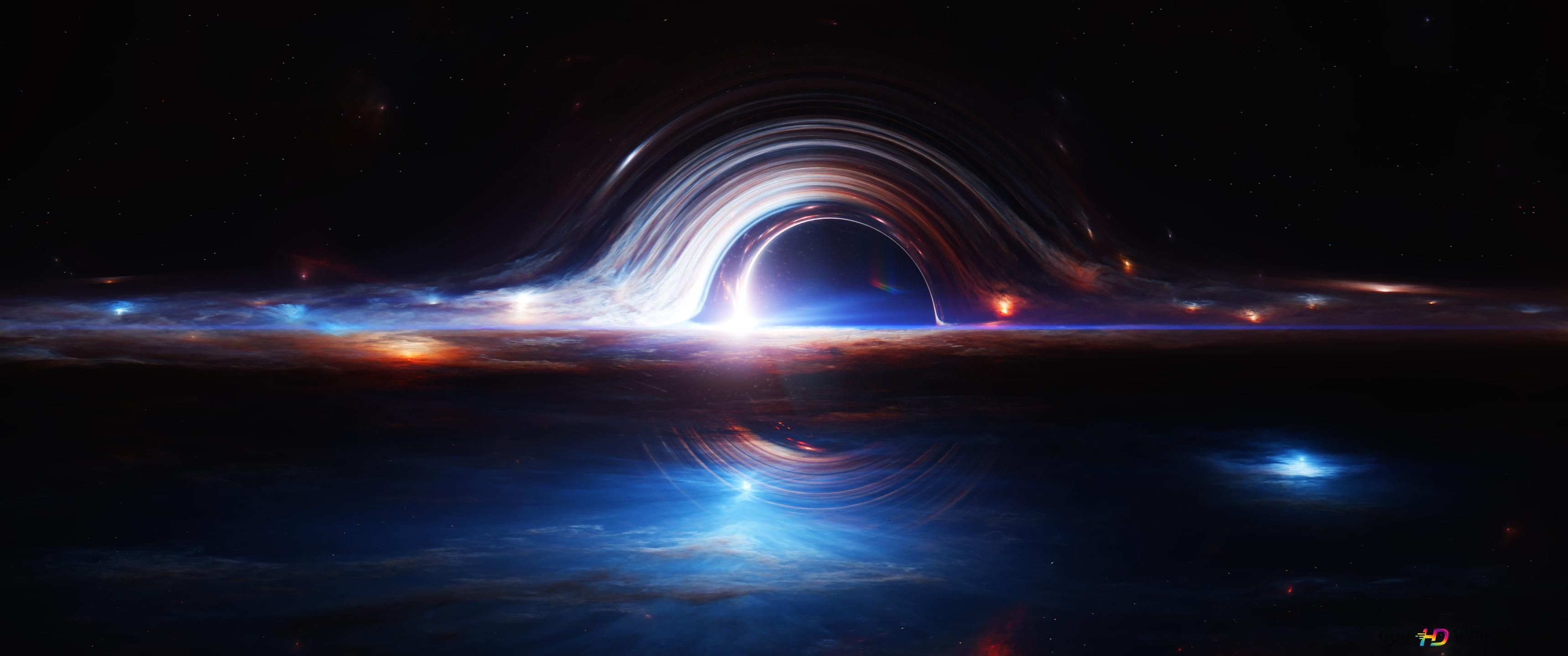 3440x1440 4k Black Hole Wallpaper