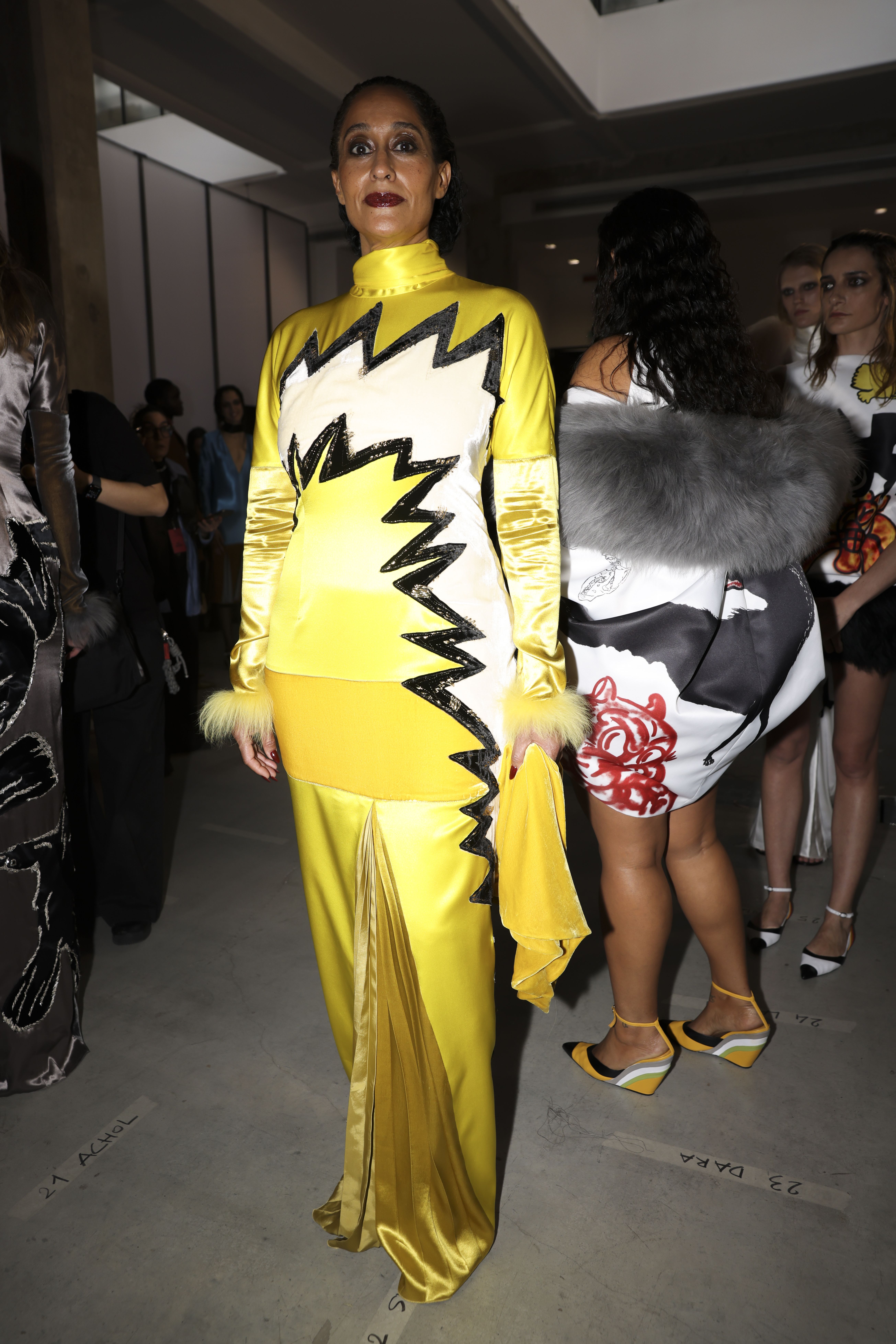 5218x7823 Tracee Ellis Ross Struts Marni's Fall 2025 Runway in an Electric Yellow Dress