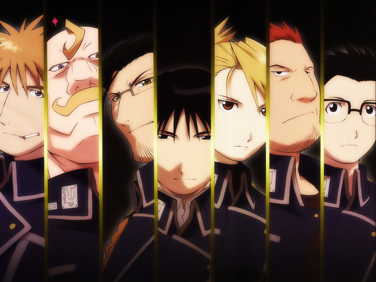 1280x960 Desktop wallpaper: Riza Hawkeye, Anime, Fullmetal Alchemist, Alex Louis Armstrong, Heymans Breda, Jean Havoc, Kain Fuery, Maes Hughes, Roy Mustang 4K free download for PC. 1436726
