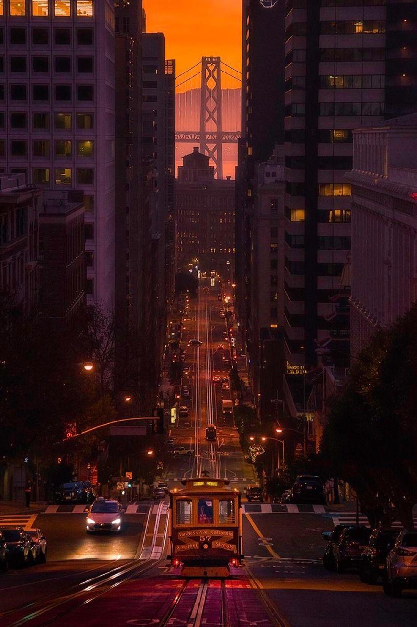 853x1280 San Francisco Streets at night. San francisco streets, Breathtaking places, San francisco sites