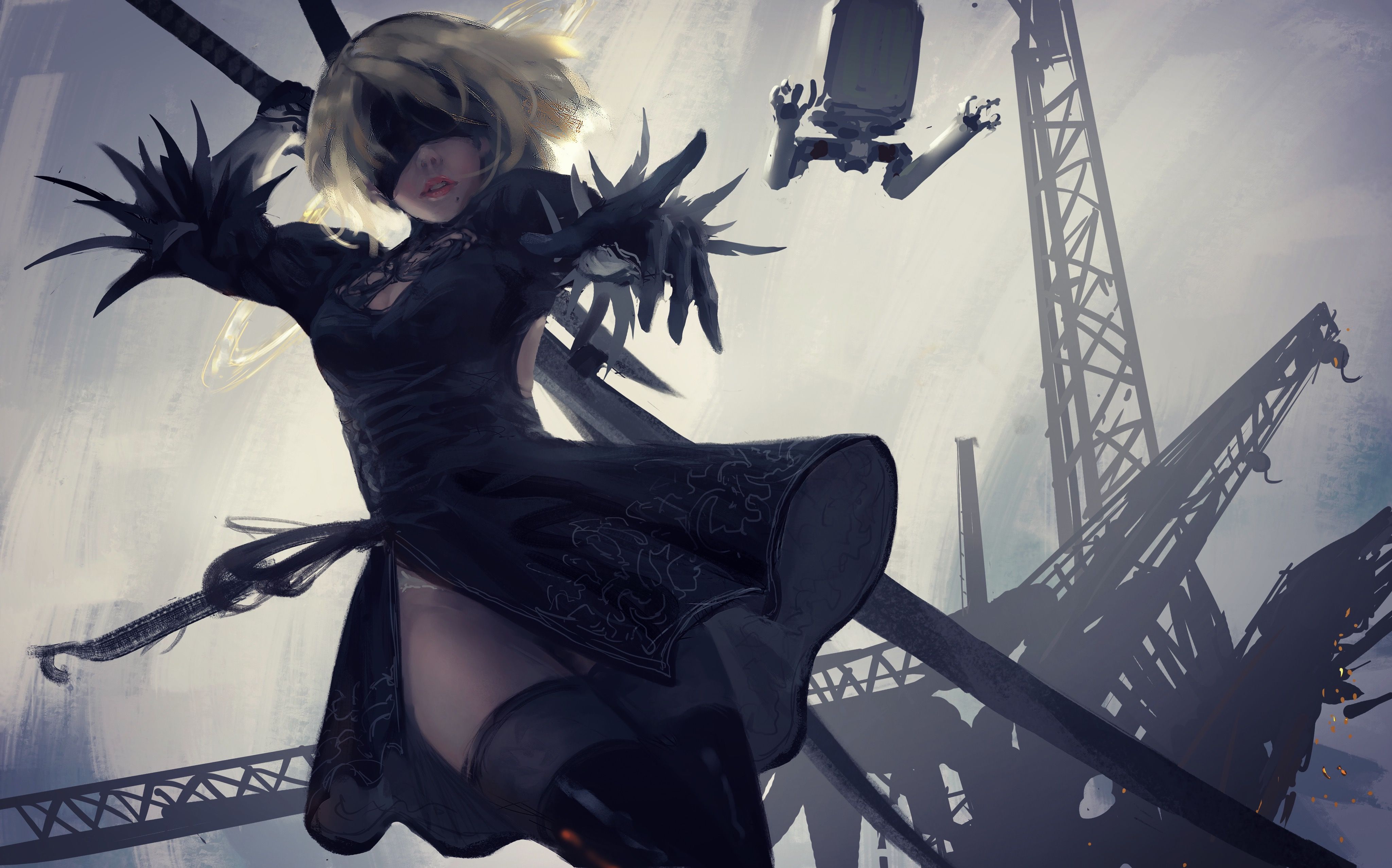 4096x2556 YoRHa No.2 Type B in Action: Automata 4K Ultra HD Wallpaper
