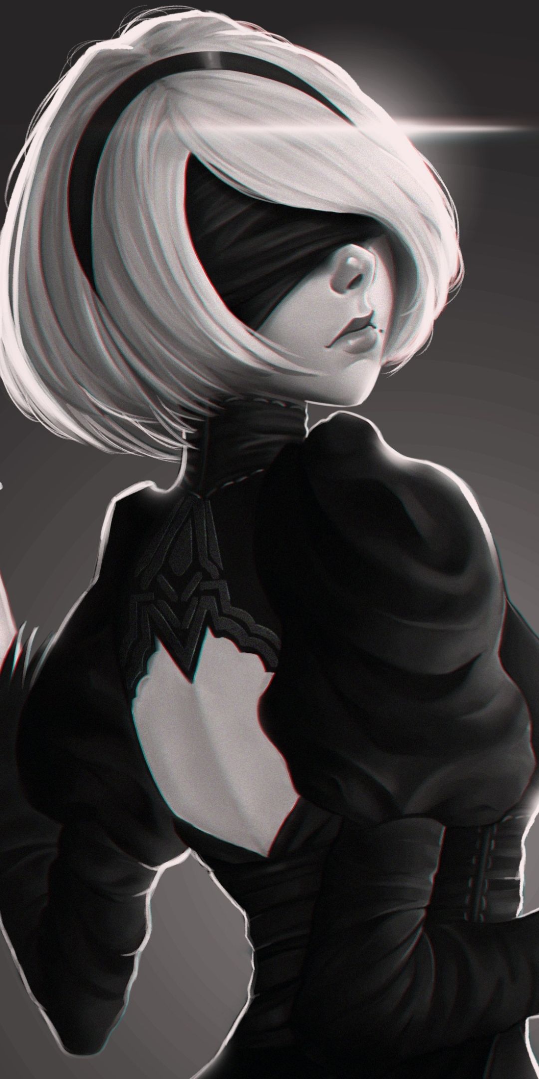 1080x2160 Phone wallpaper: Nier: Automata, Video Game, Black & White, Yorha No 2 Type B 1353381