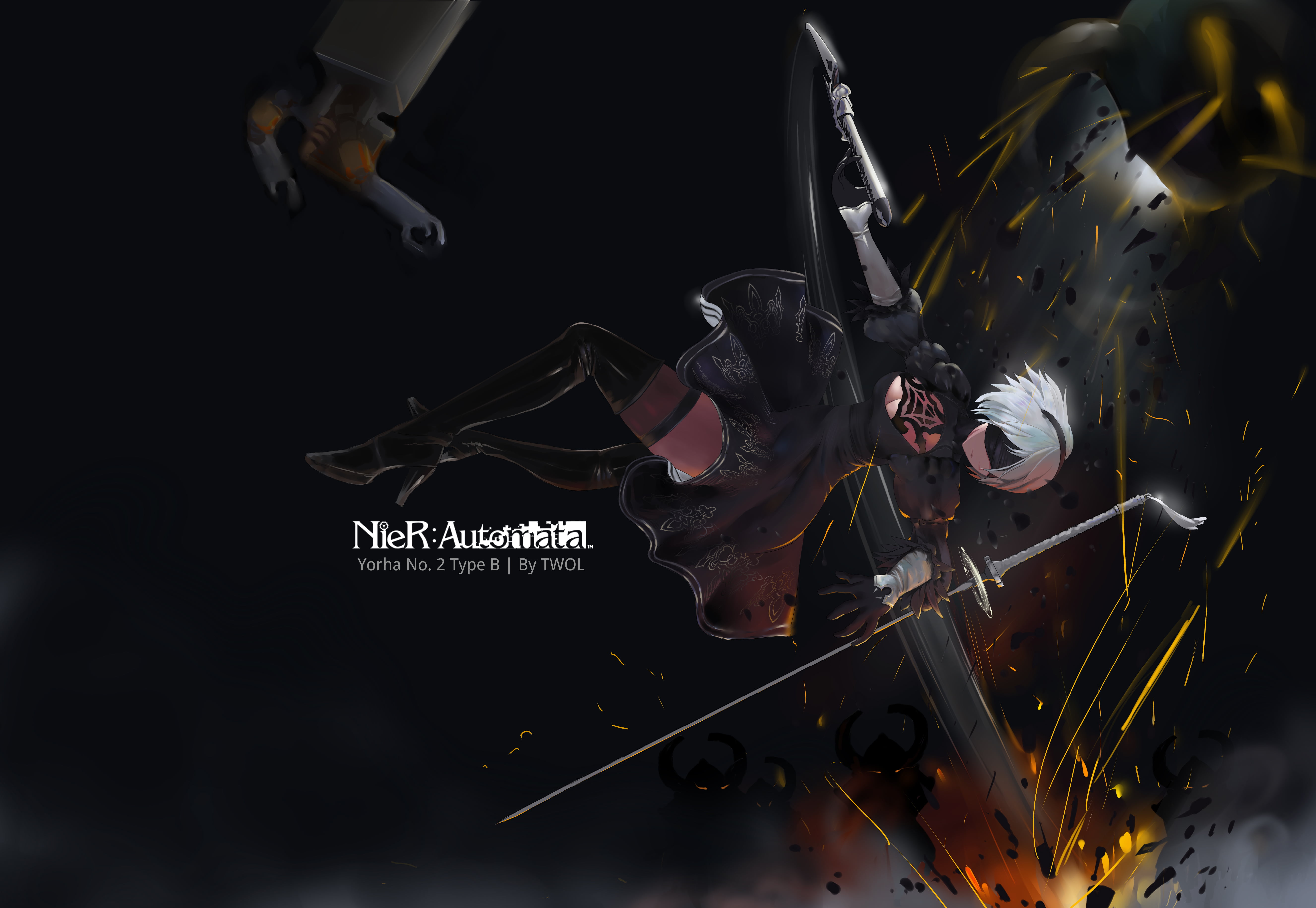 5307x3662 Nier Automata digital wallpaper, NieR, Nier: Automata, 2B (Nier: Automata), katana HD wallpaper