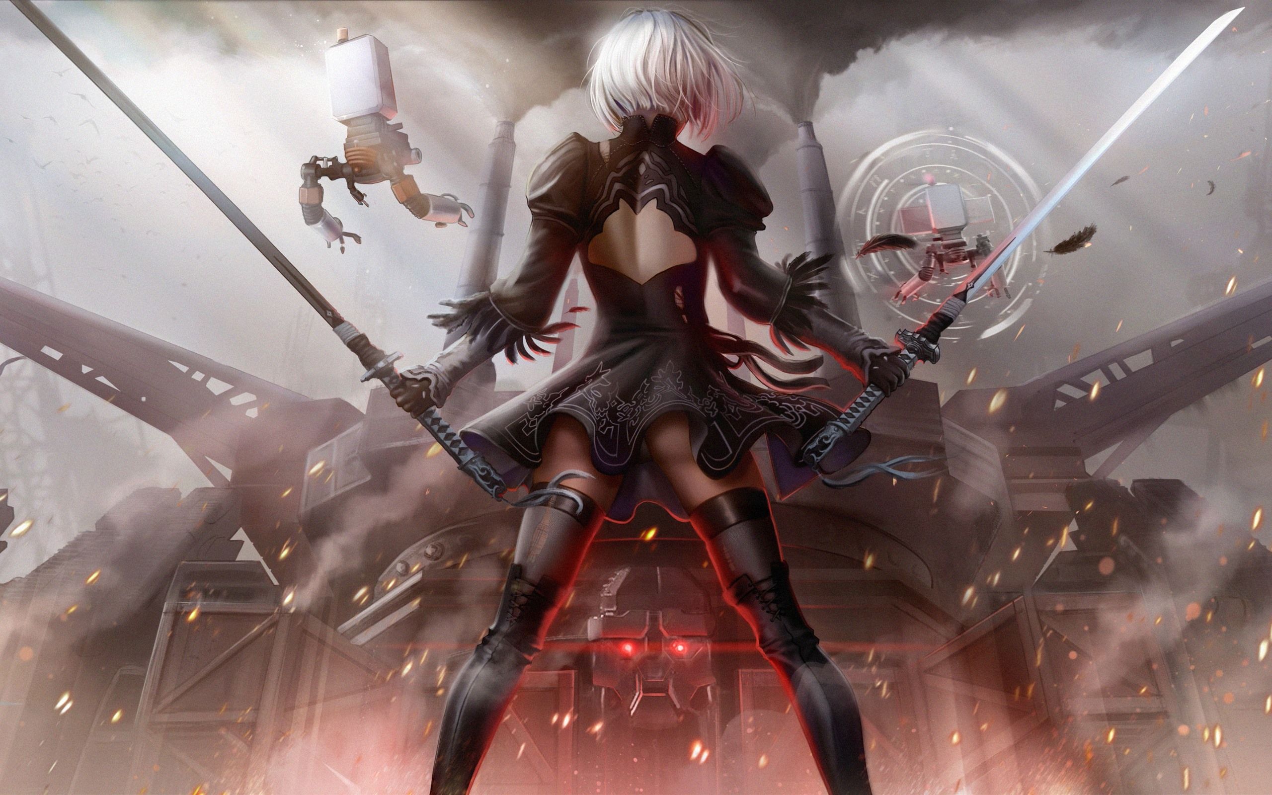 2560x1600 NieR: Automata, YoRHa No.2 Type B, Girl Back View, Sword 828x1792 IPhone 11 XR Wallpaper, Background, Picture, Image