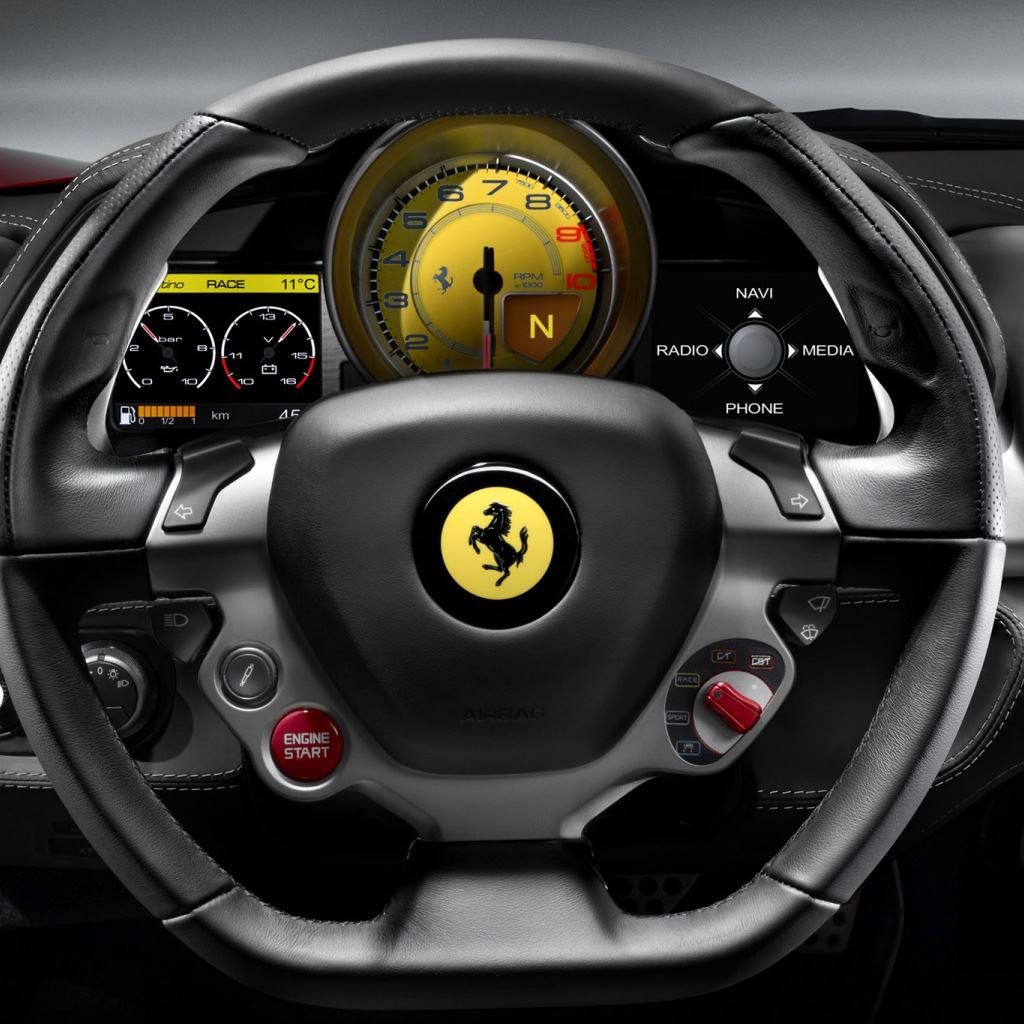 1024x1024 Ferrari 458 Italia Steering Wheel iPad Wallpaper Free Download