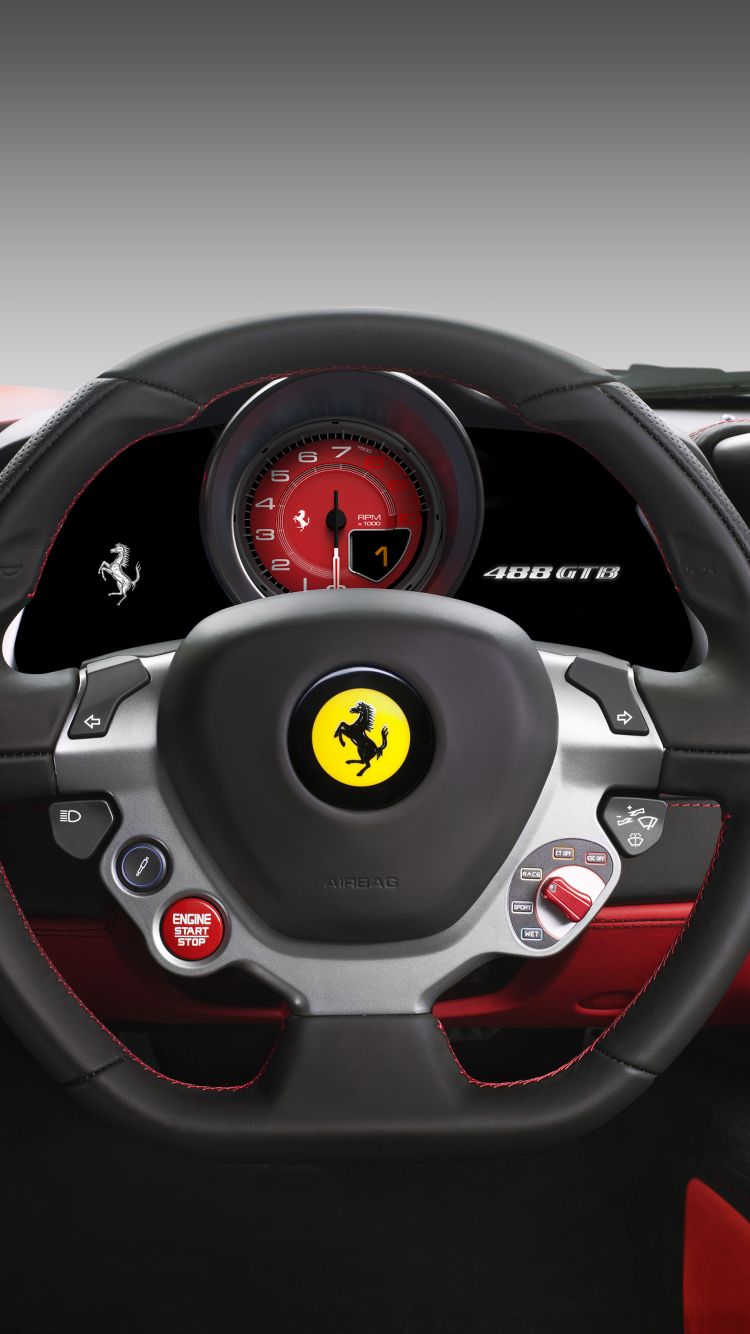 750x1334 Phone wallpaper: Ferrari 488 Gtb, Steering Wheel, Vehicles, Ferrari Close Up, Ferrari 1153191