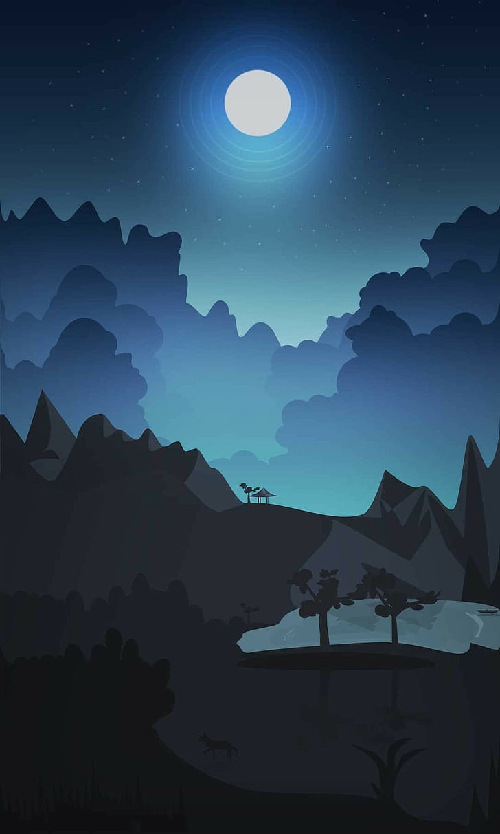 728x1213 HD wallpaper: sky, night, summer, wolf