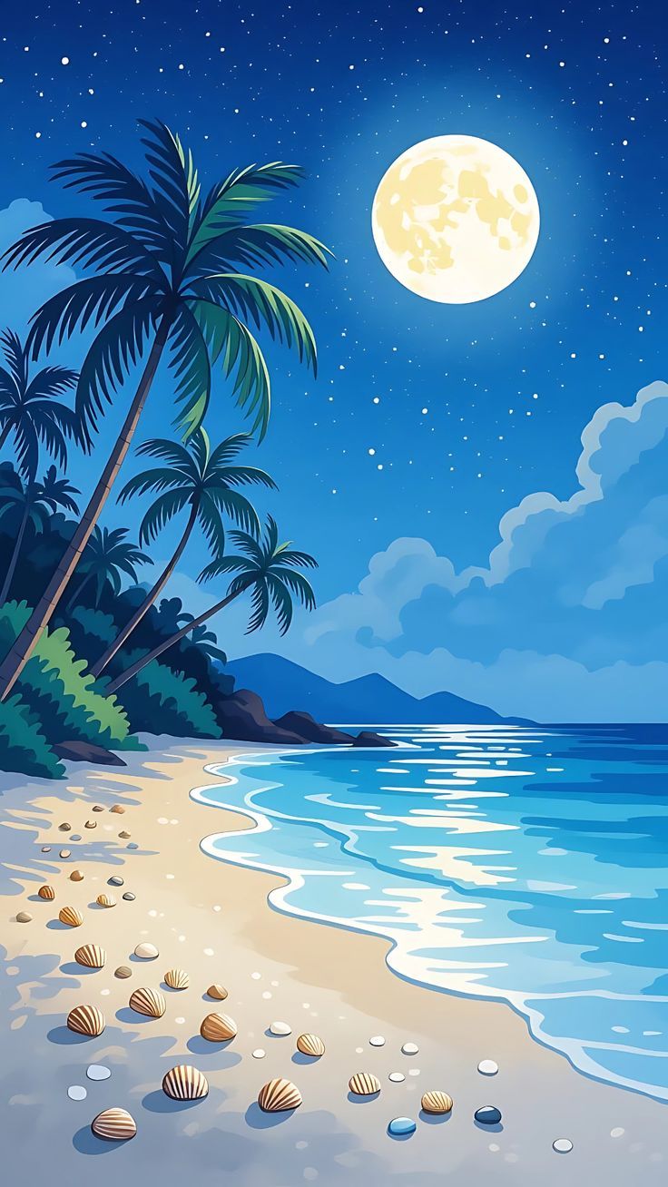 736x1308 Watercolor Illustration of a Summer Beach
