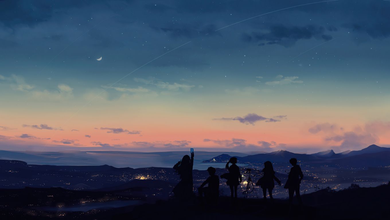 1360x768 Summer Sunset Moon Clouds 4k Laptop HD , HD 4k Wallpaper, Image, Background, Photos and Picture