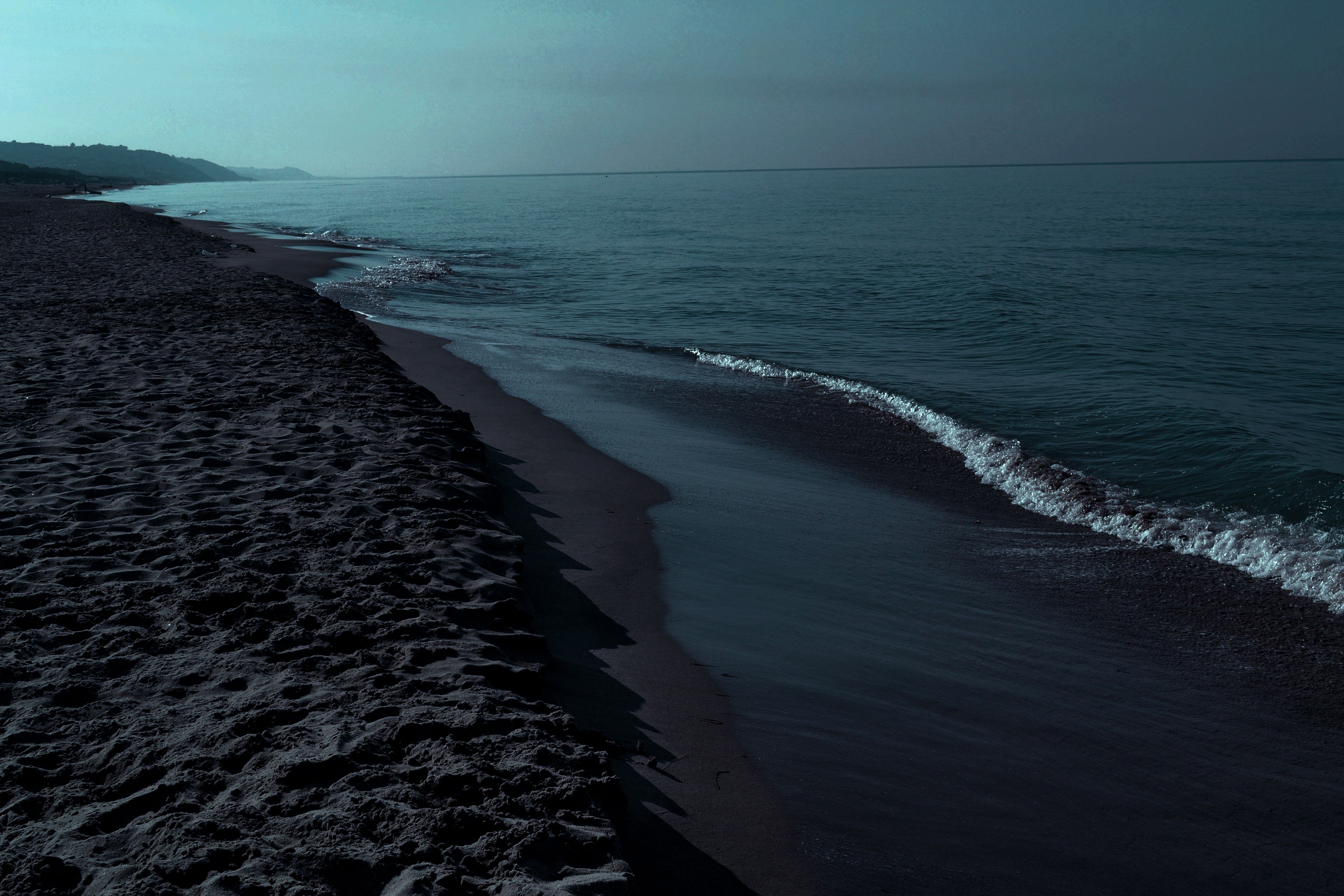 4608x3072 Overcast Sea Beach Waves At Night Wallpaper, HD Nature Wallpaper, 4k Wallpaper, Image, Background, Photos and Picture