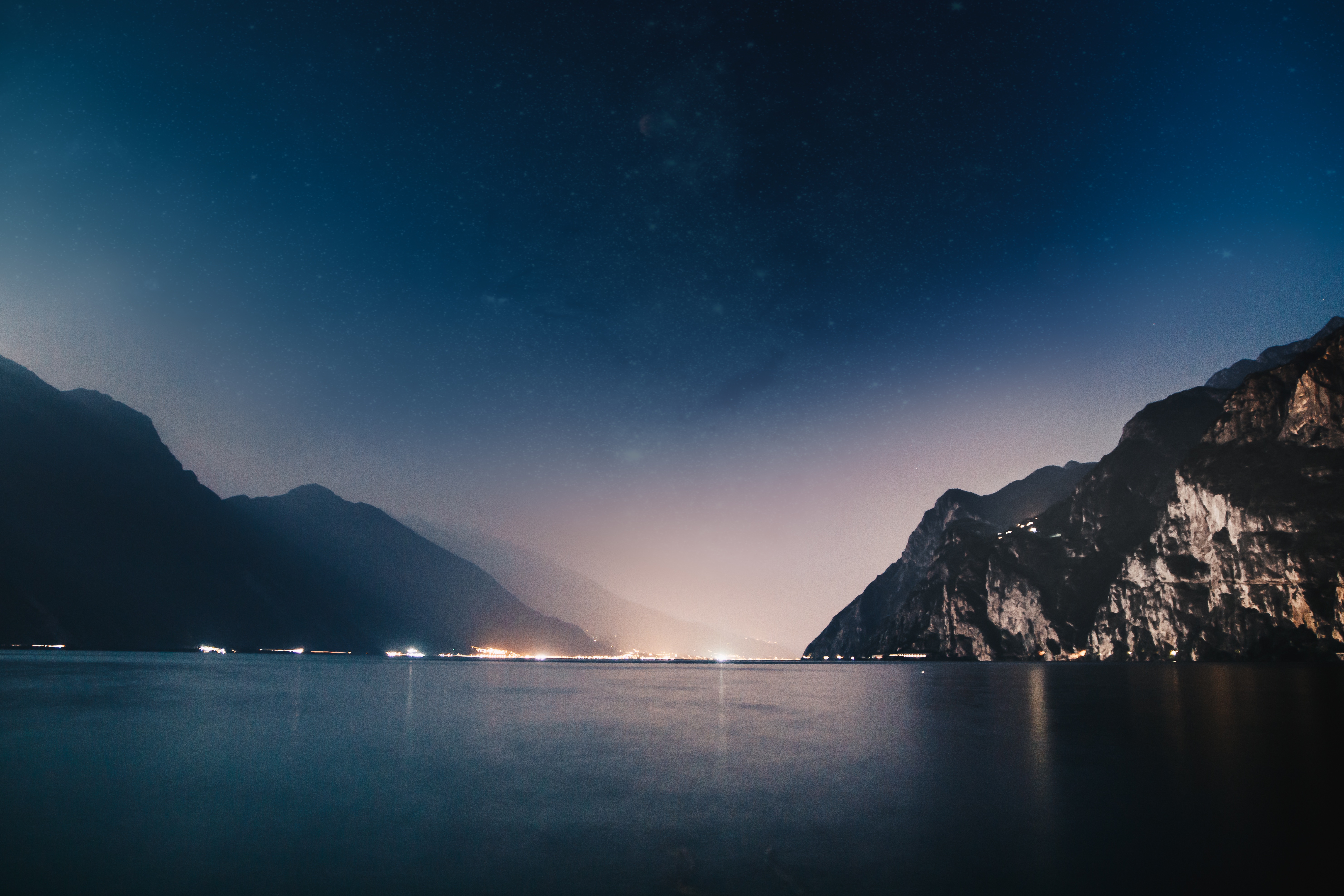 5928x3952 mountains, night, sea Wallpaper, HD Nature 4K Wallpaper, Image and Background