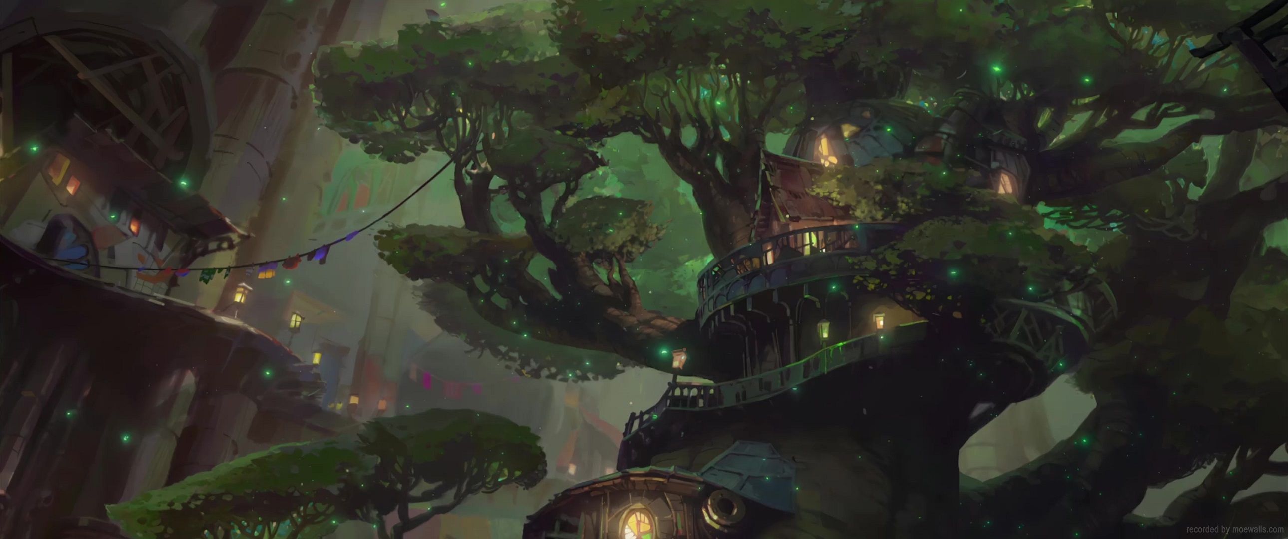 2580x1080 Arcane Firelight Tree Live Wallpaper