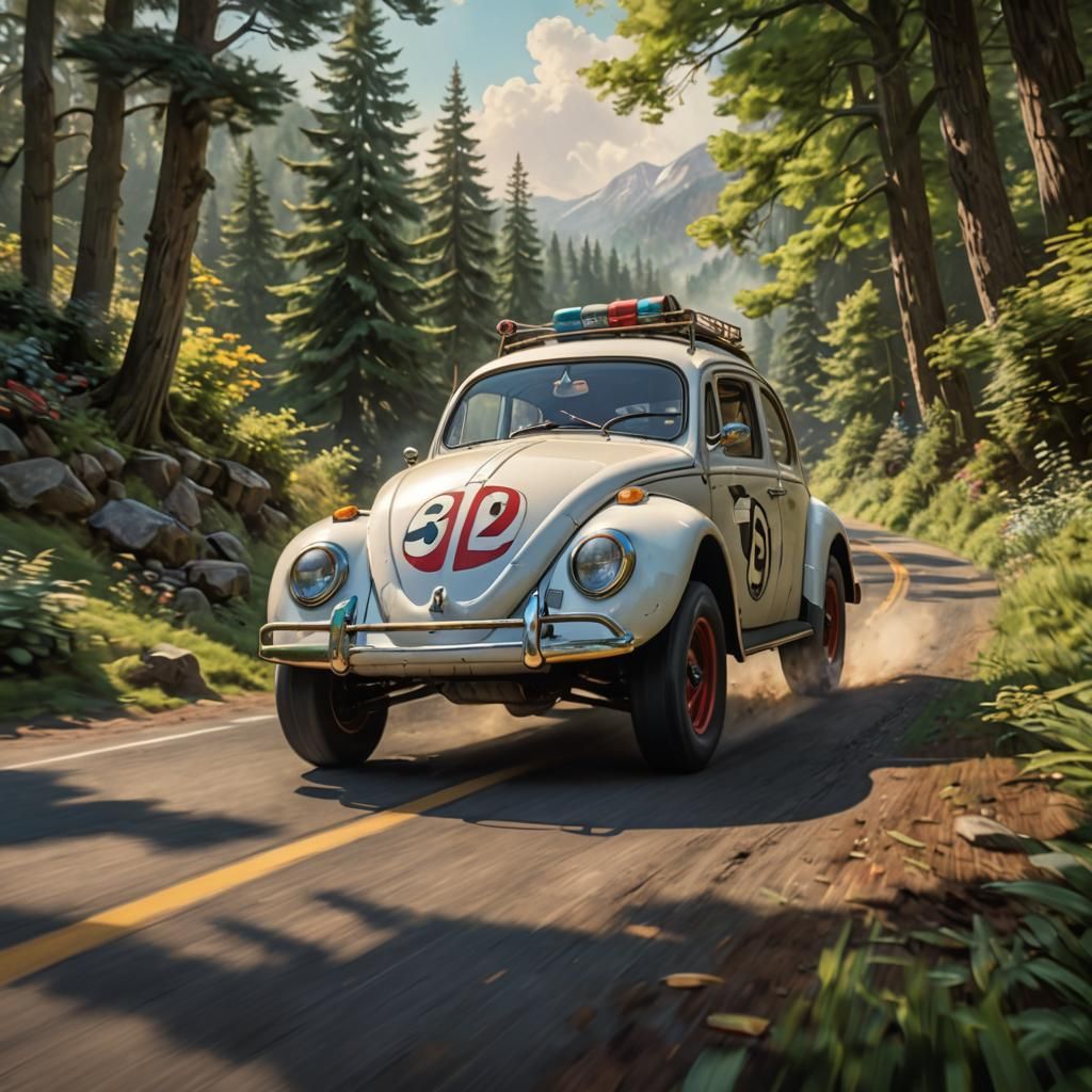 1024x1024 Herbie the Love Bug Races, Kinkade Style