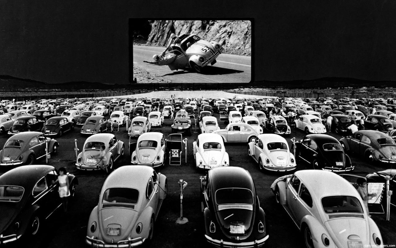 1280x800 Volkswagen Beetles Watching Herbie Love Bug At A Drive In Theatre. San Fernando Valley, California. Ca. 1960s [1280 X 800]