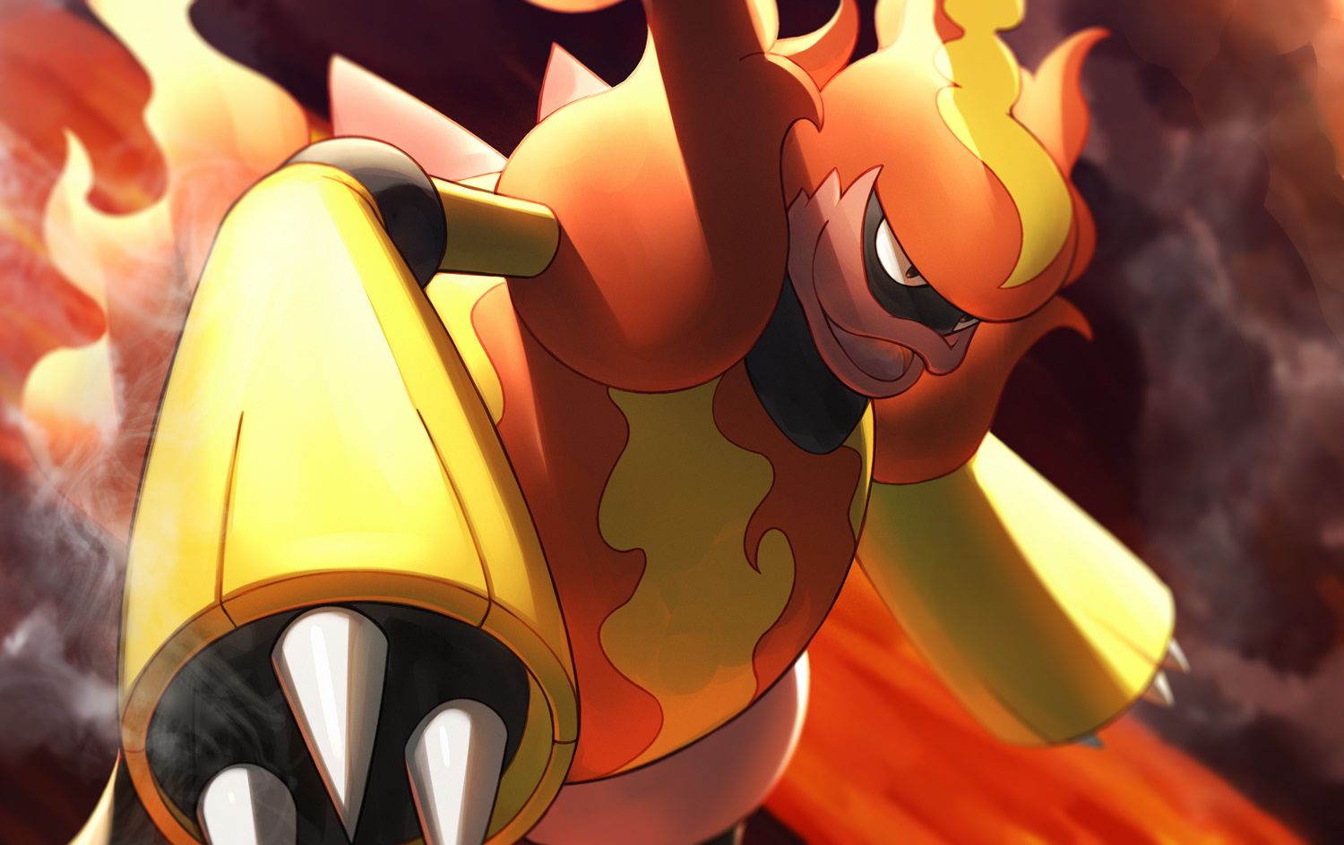 1500x944 Magmortarémon by Naoki Eguchi Anime Image Board