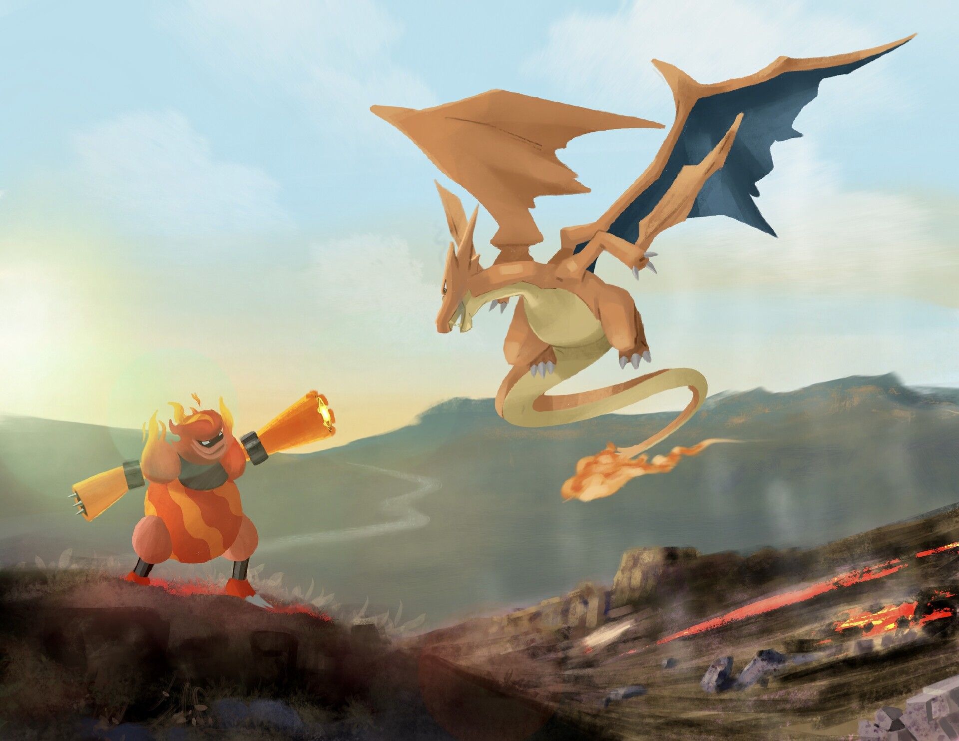 1920x1484 Battle of fire pokemon