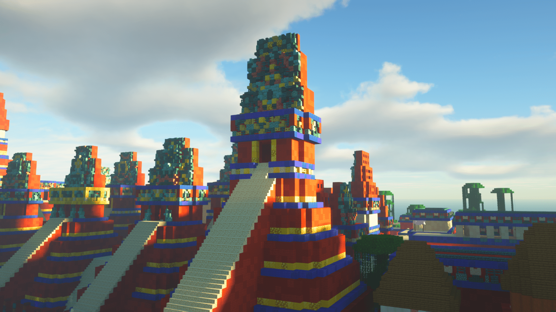 1920x1080 My minecraft ancient mayan city temples, what do you think so far?