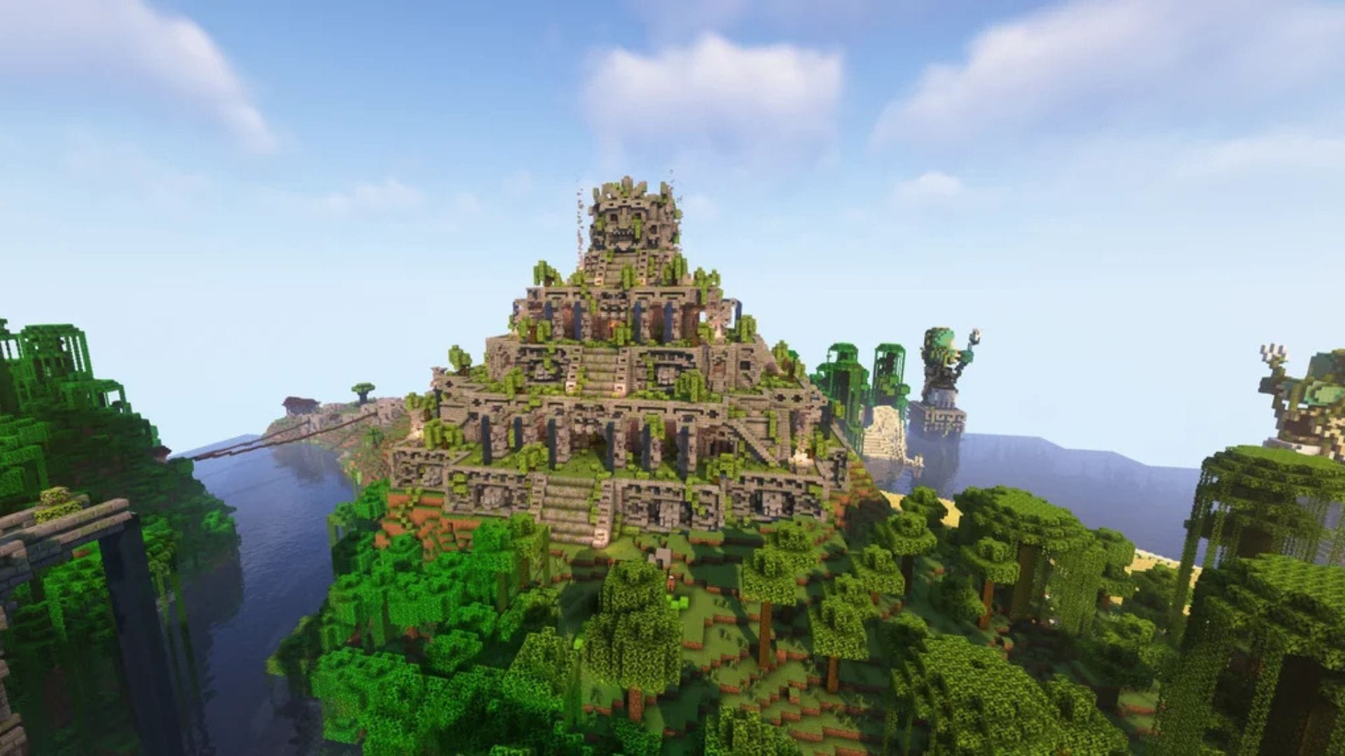 1920x1080 Minecraft player showcases beautiful Aztec city build