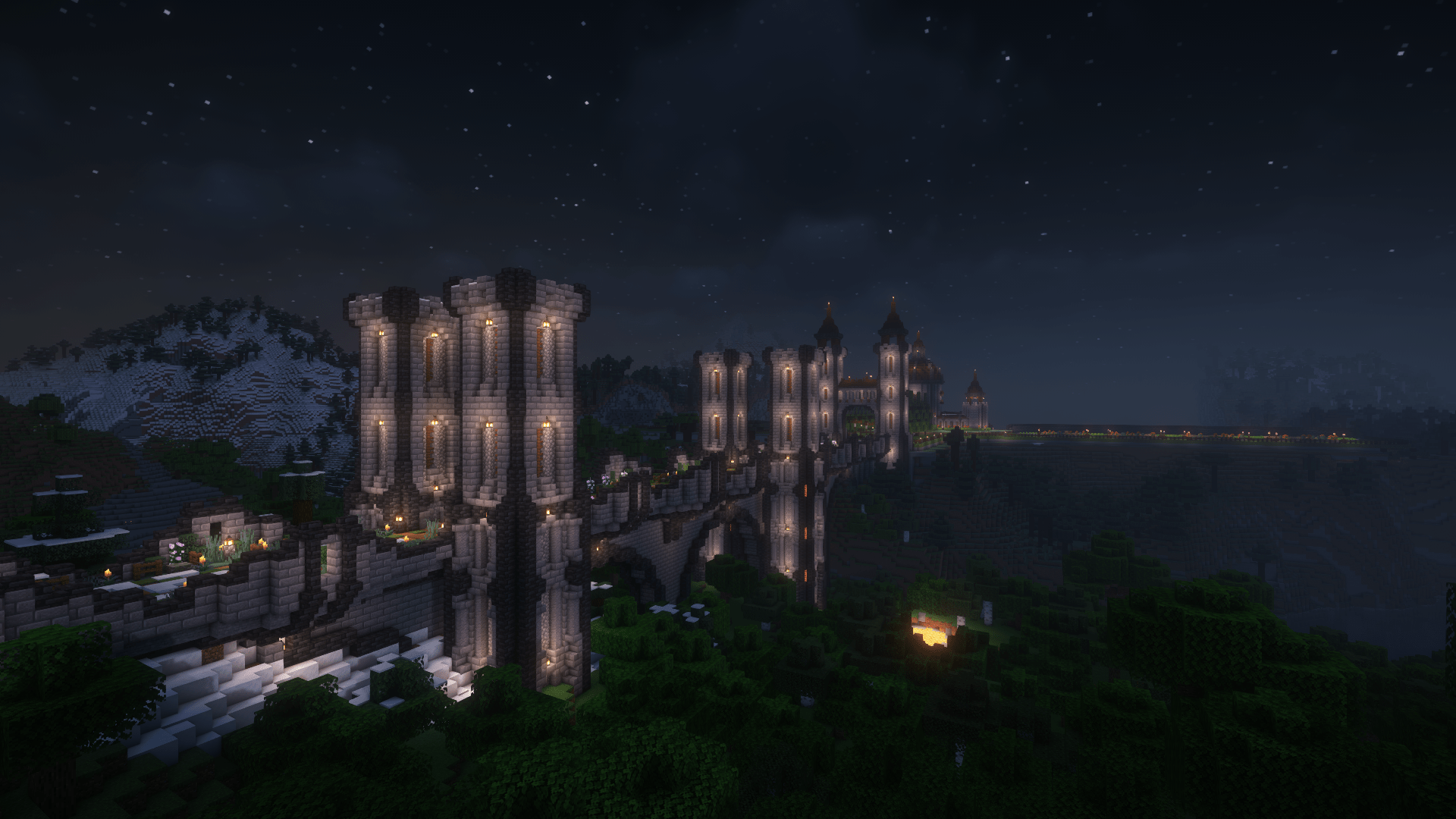 1920x1080 Entrance Bridge I made for my Ancient City renovation. All in Survival! (No shaders pic at the end)