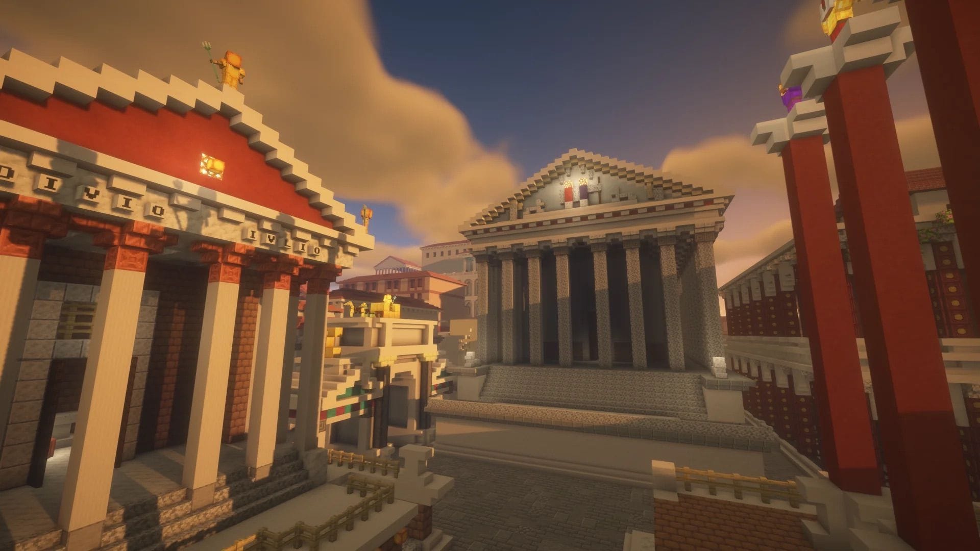 1920x1080 Minecraft player showcases beautiful reconstruction of ancient Rome city
