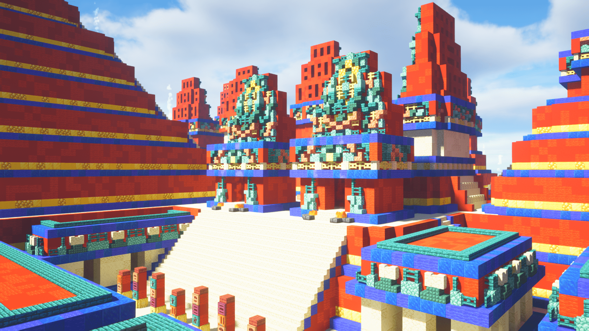 1920x1080 My minecraft ancient mayan city temples, what do you think so far?