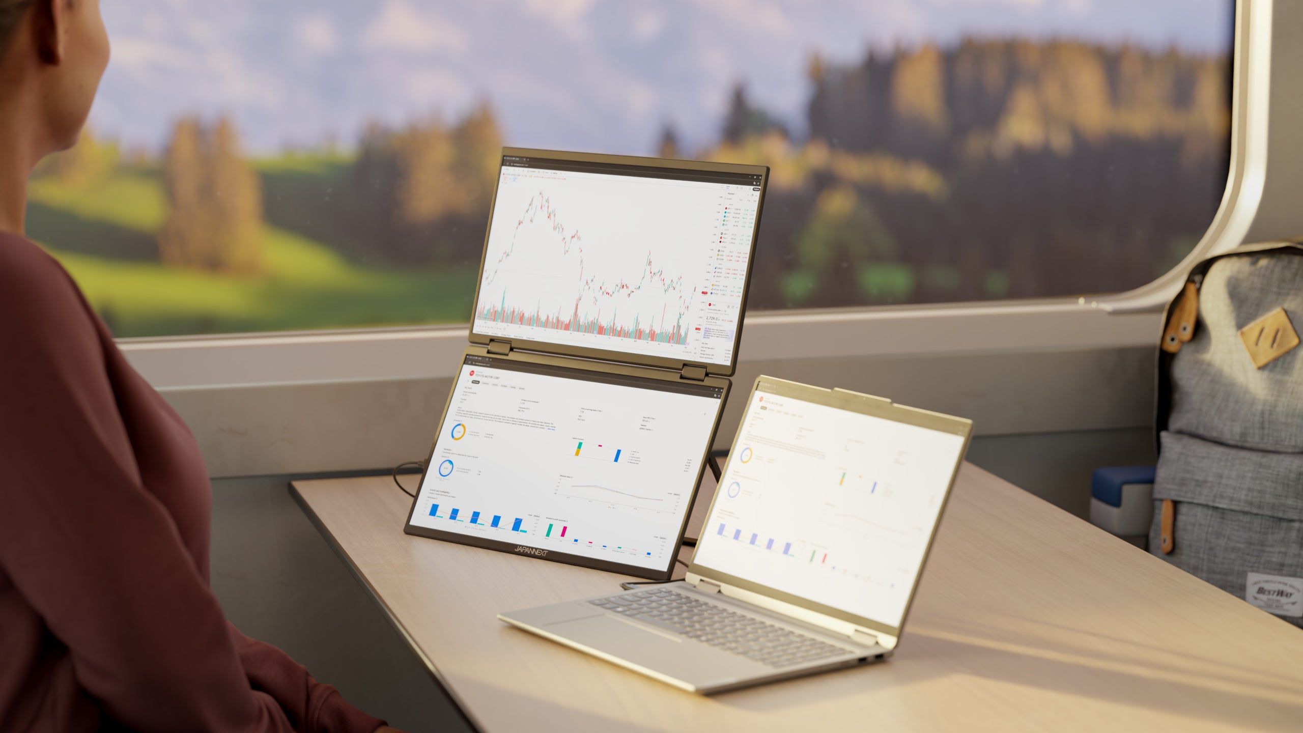 2560x1440 Mobile office: dual monitors redefine your work