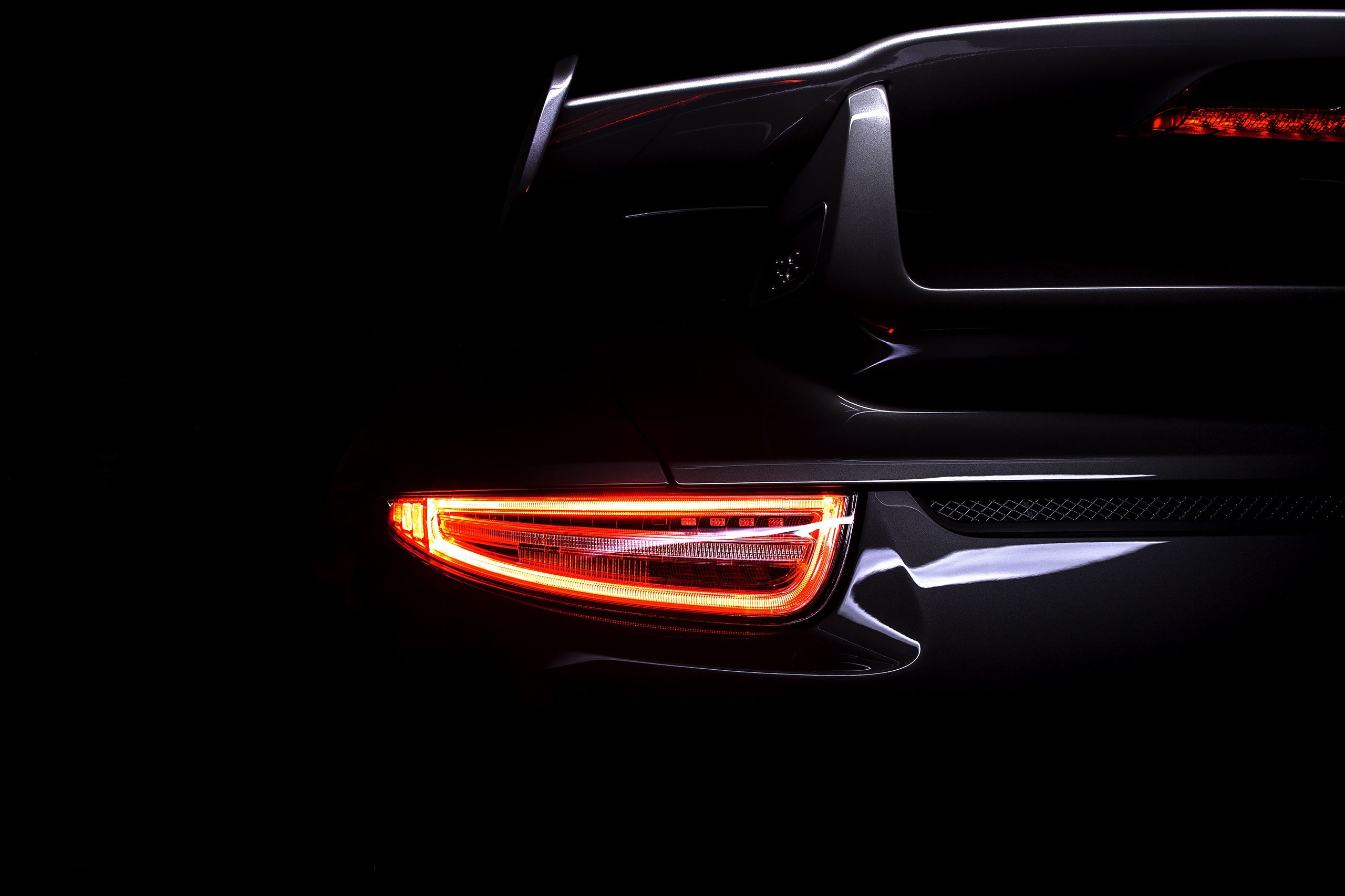 2560x1707 Wallpaper Porsche, GT gray, Taillights for mobile and desktop, section porsche, resolution 2560x1707
