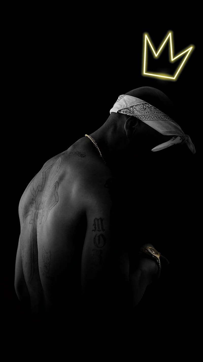 800x1422 Best Hip Hop, Tupac With Crown, american rapper, tupac shakur, HD phone wallpaper