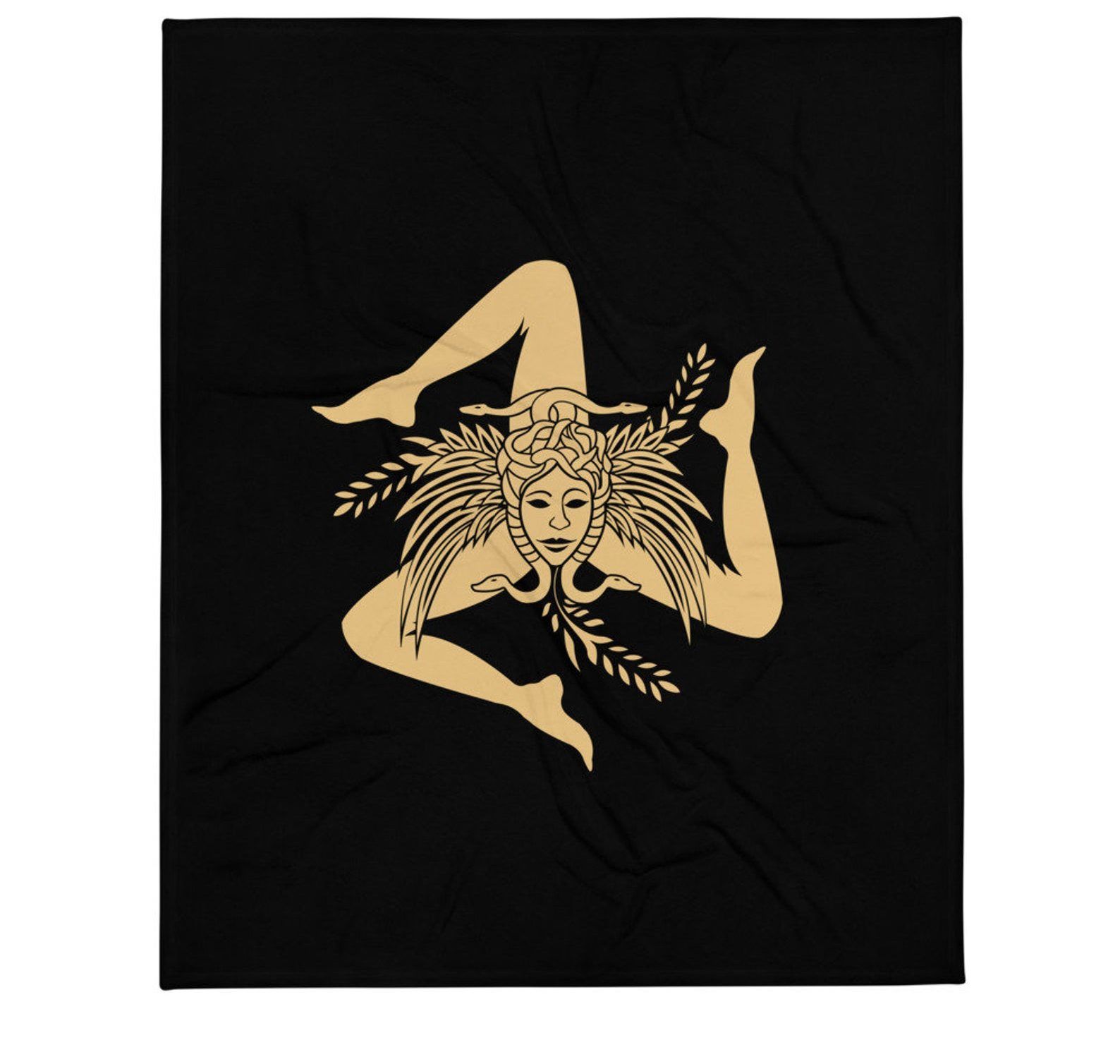 1588x1508 SauceOnSunday Trinacria Throw Blanket