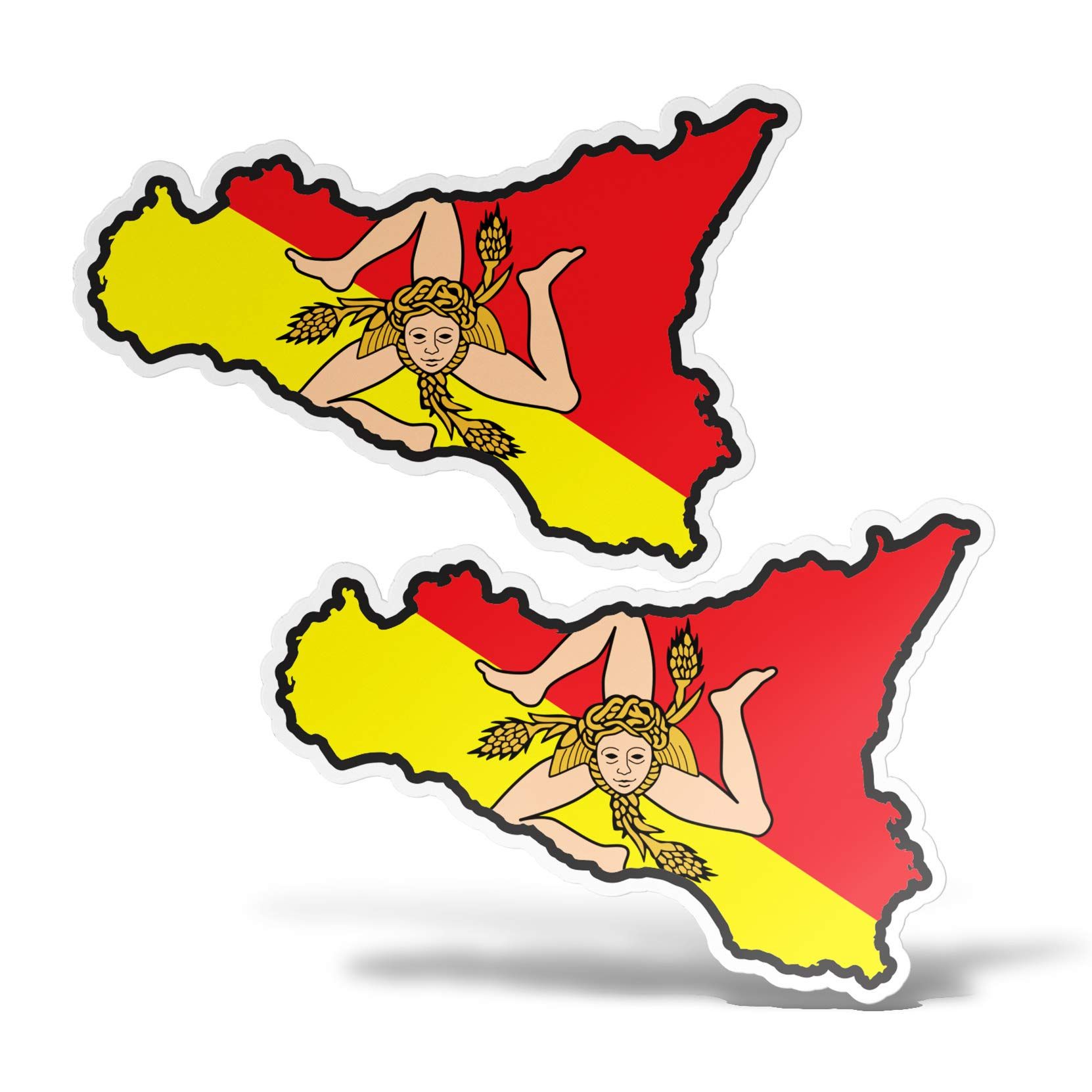 1662x1662 erreinge Sticker X2 Sicily Italy Trinacria Shaped Adhesive PVC for Decal Wallpaper Car Moto Helmet Camper Laptop cm : Amazon.de: Automotive