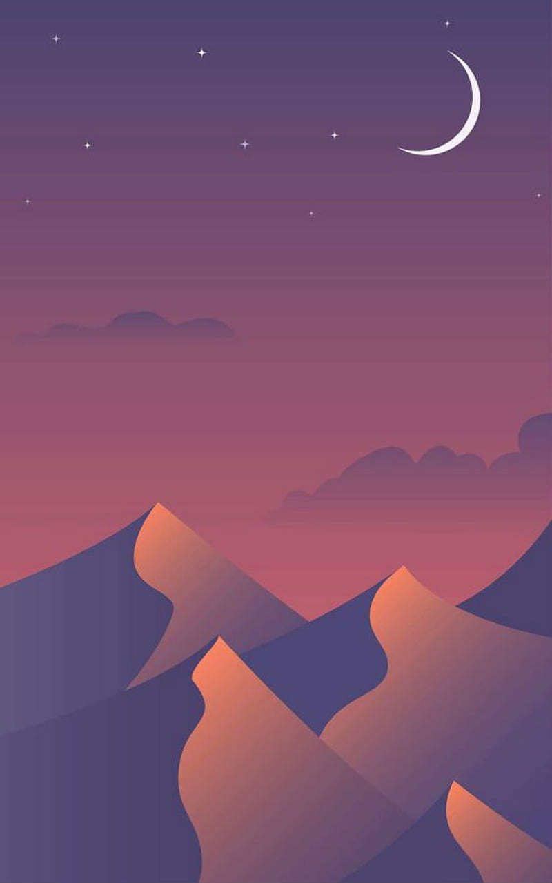 800x1281 Sahara fantasy, dreamy, crescent, moon, desert, hills, sand, stars, middle east, HD phone wallpaper