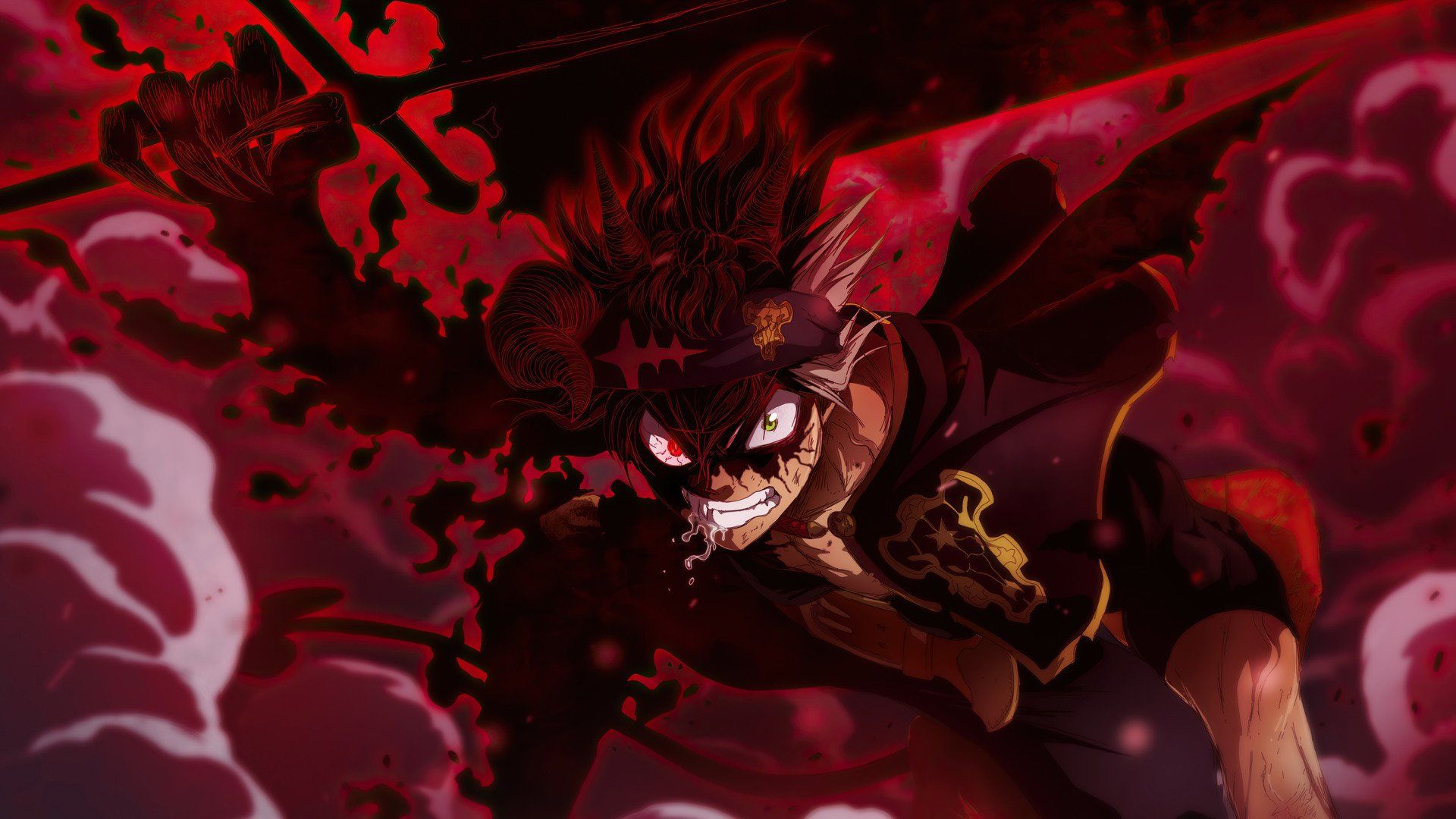1920x1080 Asta's Fiery Demon Form. Black Clover HD Anime Wallpaperx1080