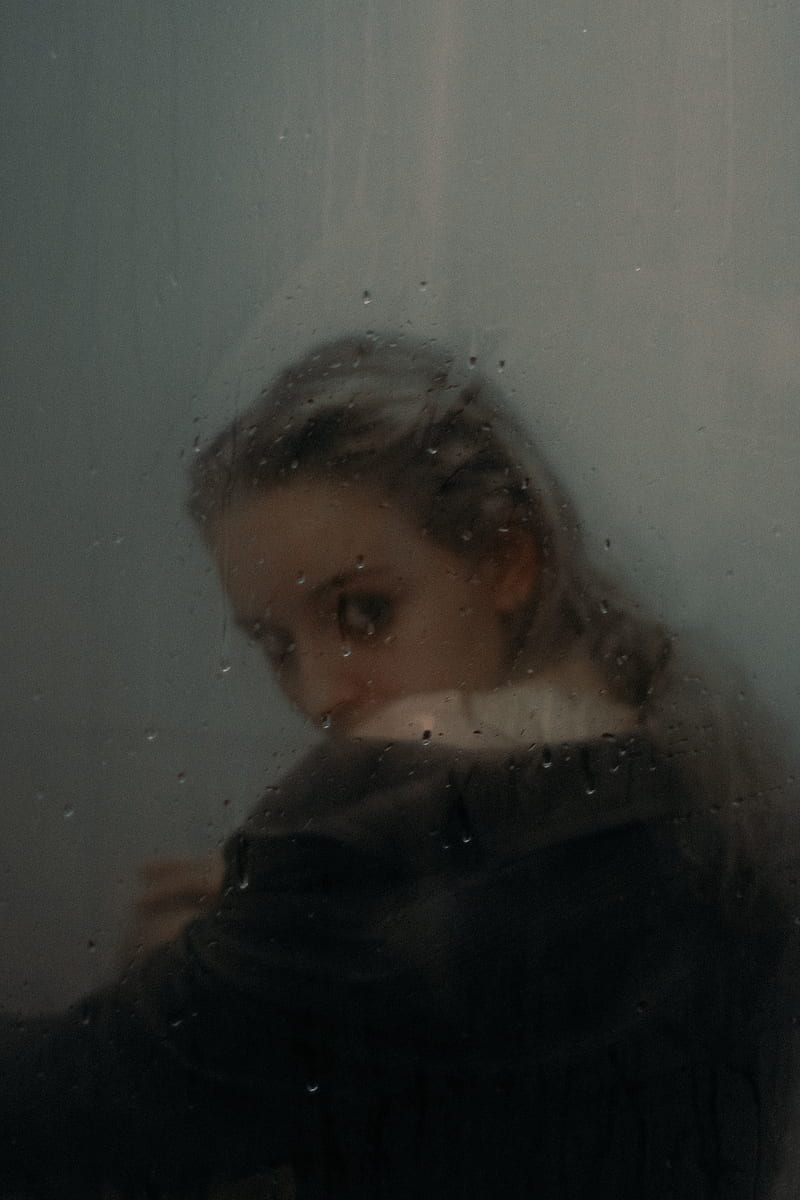 800x1200 Woman, blurry, window, water drops, Girls, HD phone wallpaper