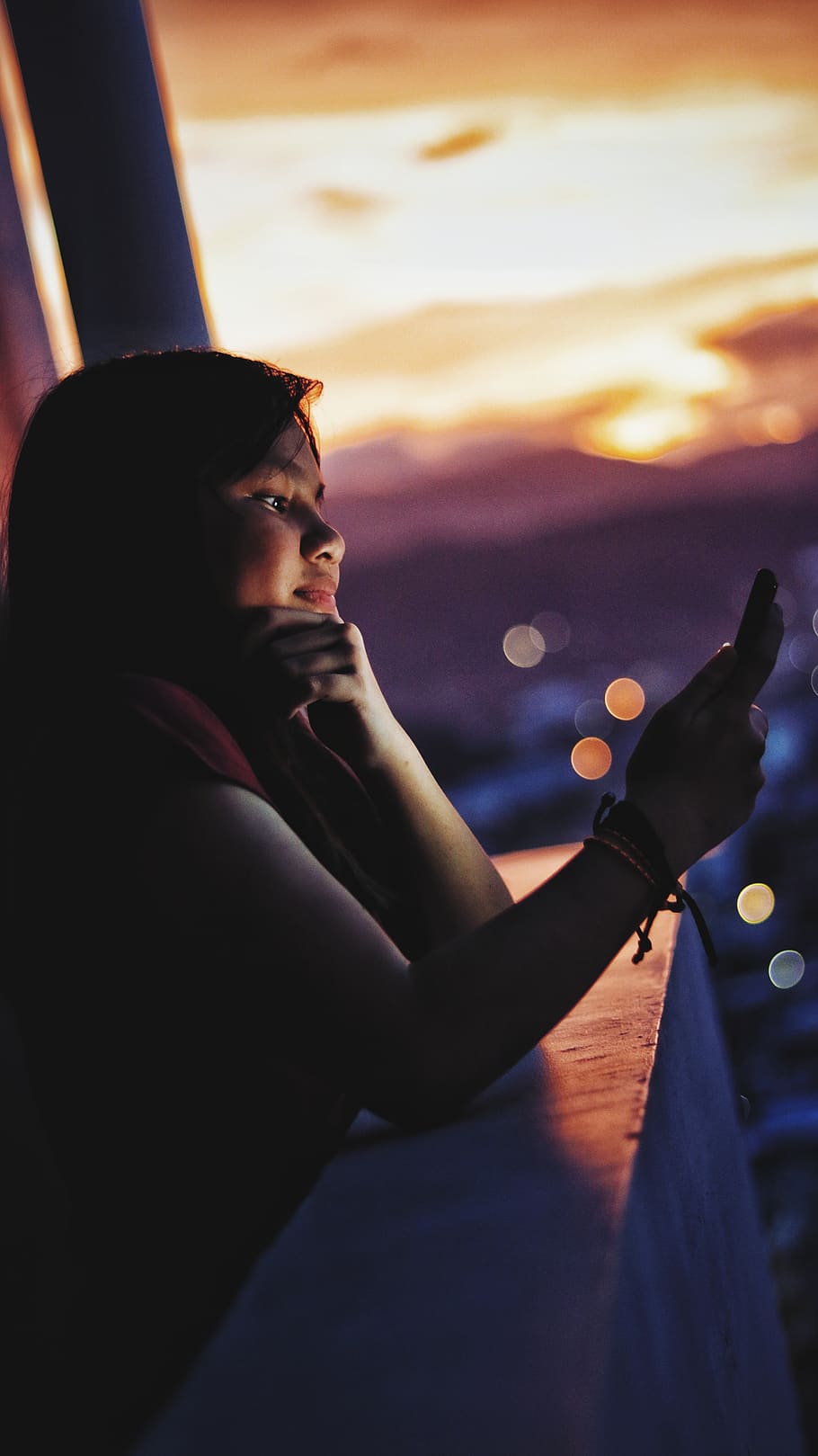 910x1619 girl with phone 1080P, 2K, 4K, 5K HD wallpaper free download