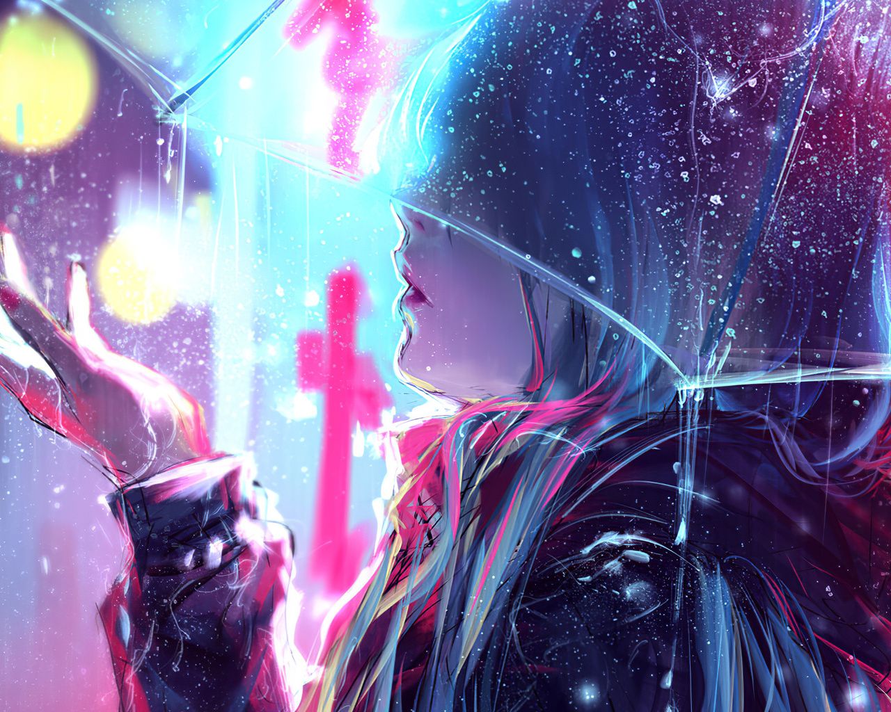 1280x1024 Raining Anime Girl Blur Lights 4k Wallpaper, 1280x1024 Resolution HD 4k Wallpaper, Image, Background, Photos and Picture