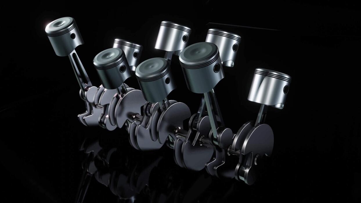 1244x700 V8 piston engine 3D Loop Animation