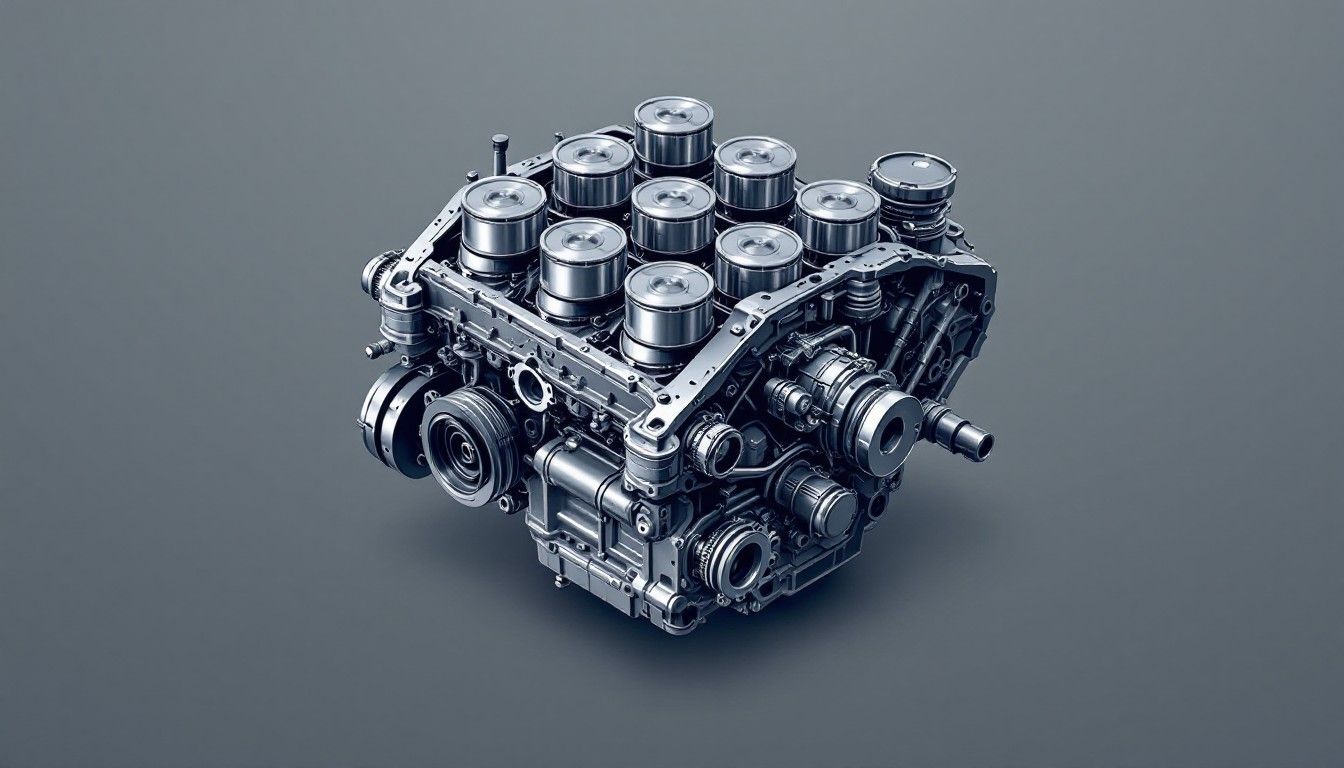 1344x768 Free Isometric V8 Engine Image, Isometric, Pixel