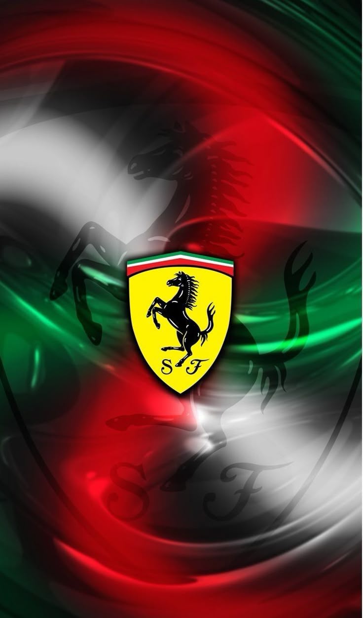 736x1251 Ferrari Emblem on Red and Green Background. Auto fotografie, Logo ontwerp, Oldtimers