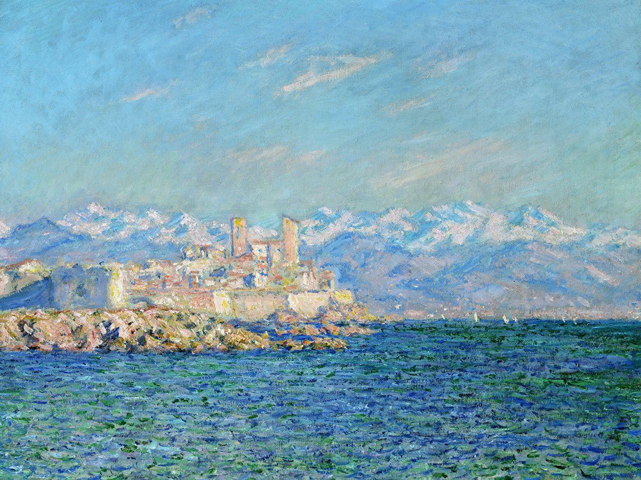 1280x958 Hình nền Claude Monet Antibes Biển Thiên nhiên Núi Nghệ thuật báo ảnh