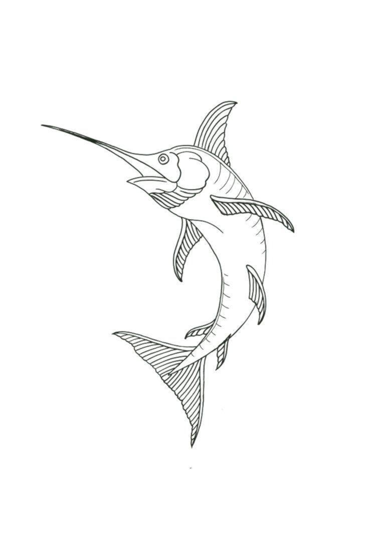 736x1070 swordfish tattoo sketch flash design. Flash design, Swordfish tattoo, Tattoo sketches