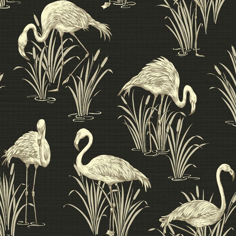 1000x1000 Vintage traditional, oriental flamingo textured wallpaper