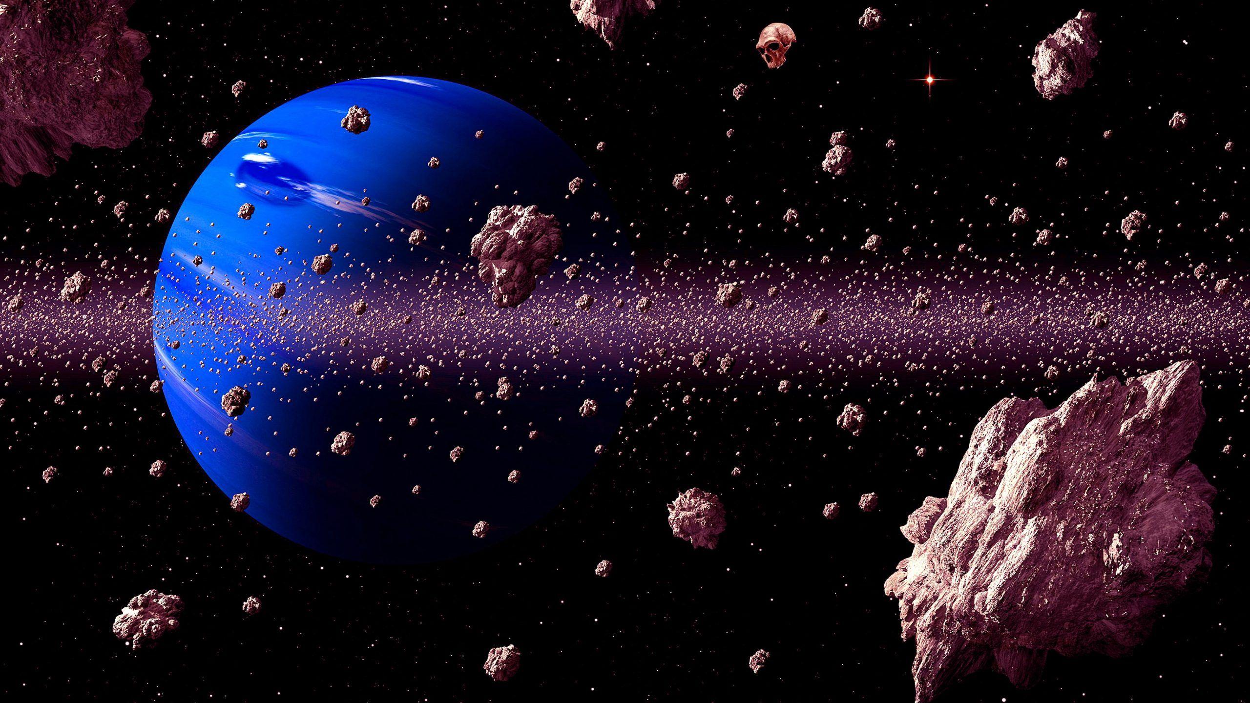 2560x1440 Blue planet wallpaper, sky, universe, asteroids, earth, meteors, skull • Wallpaper For You HD Wallpaper For Desktop & Mobile