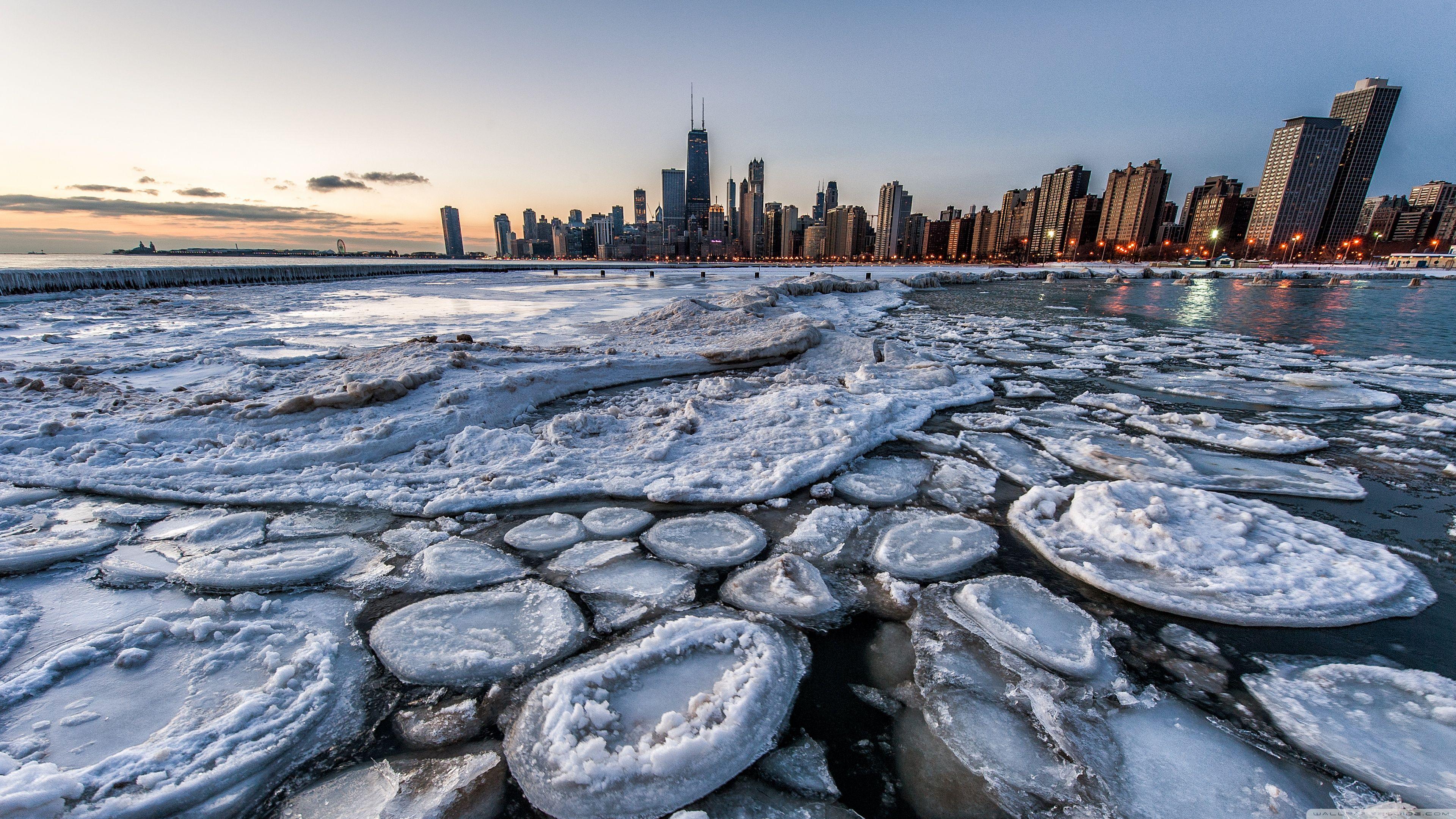 3840x2160 Frozen Chicago Skyline Ultra HD Desktop Background Wallpaper for 4K UHD TV : Widescreen & UltraWide Desktop & Laptop : Tablet
