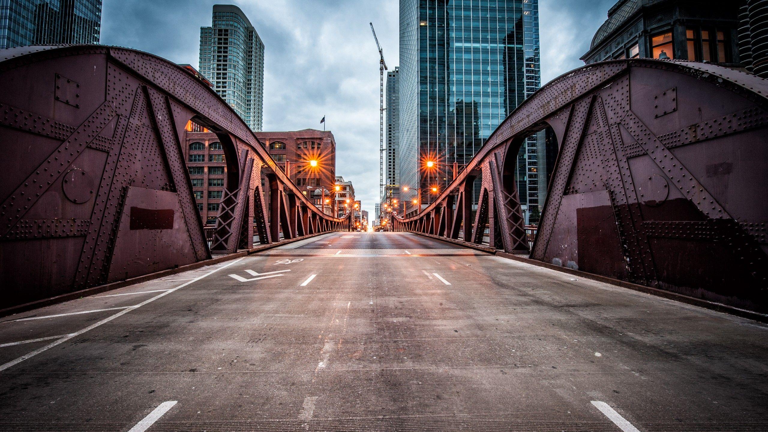 2560x1440 Wallpaper Clark Street Bridge, Chicago, USA, travel, tourism, Travel