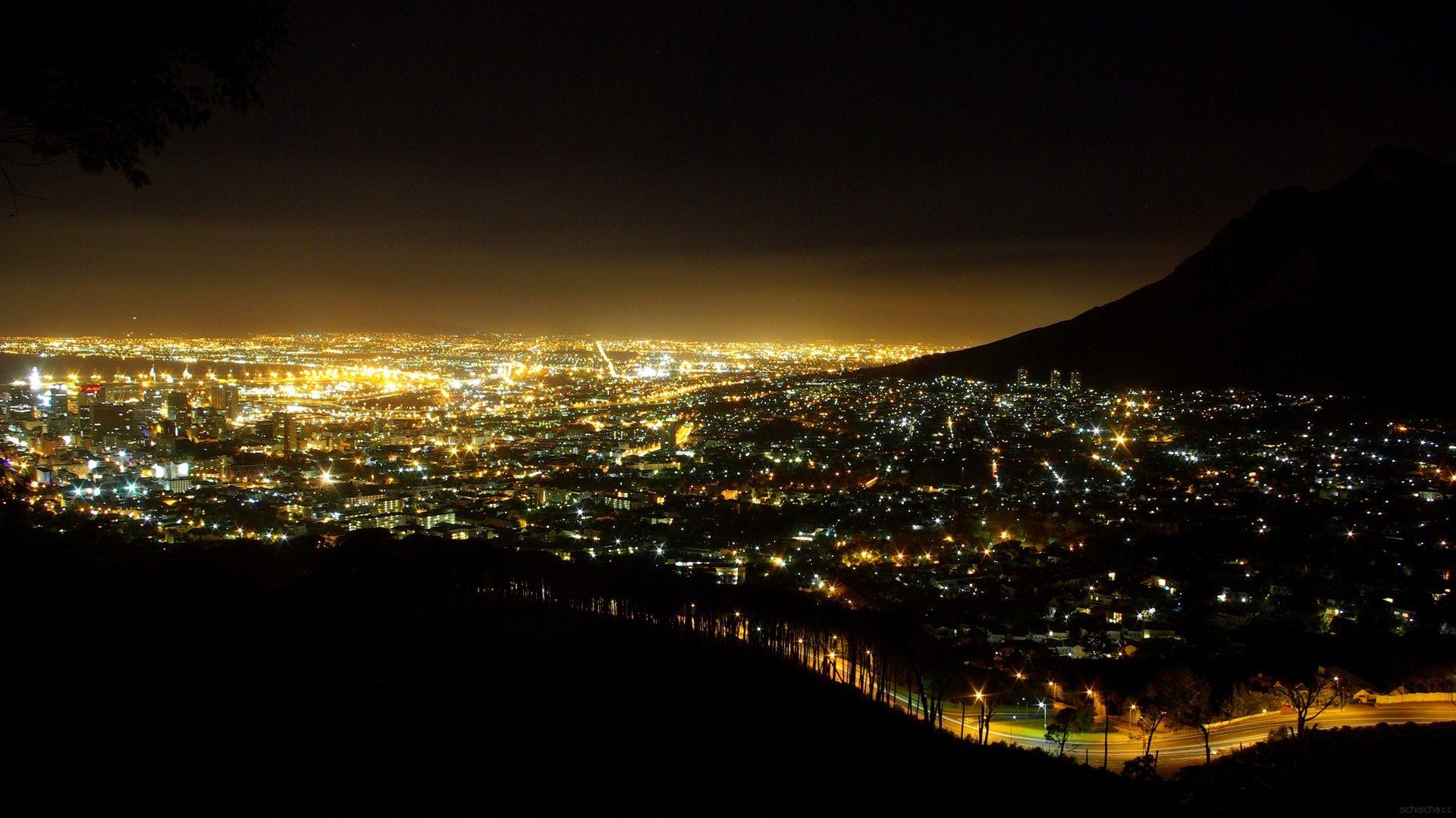 1920x1080 #South Africa, #cityscape, #Cape Town, #lights, #night, wallpaper. Mocah.org HD Wallpaper