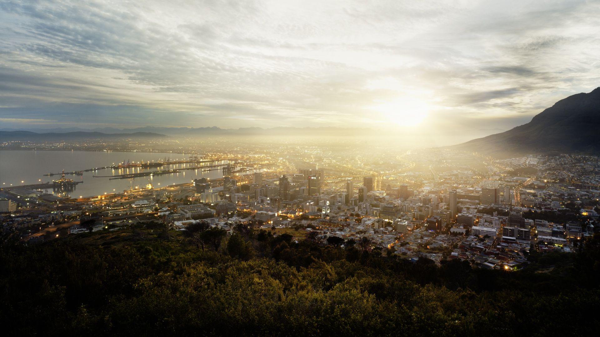 1920x1080 Full HD Wallpaper capetown aerial view south africa sunset, Desktop Background HD 1080p