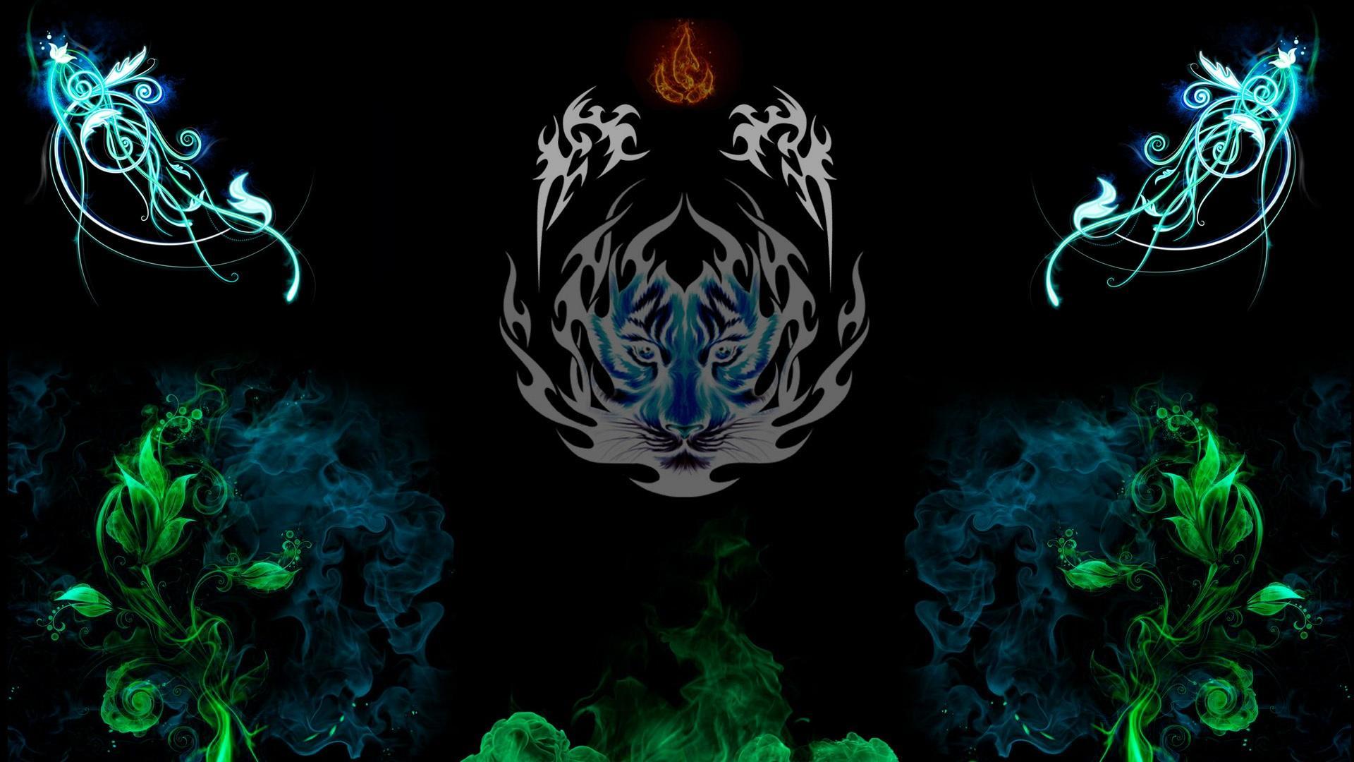 1920x1080 Tiger Tribal Background